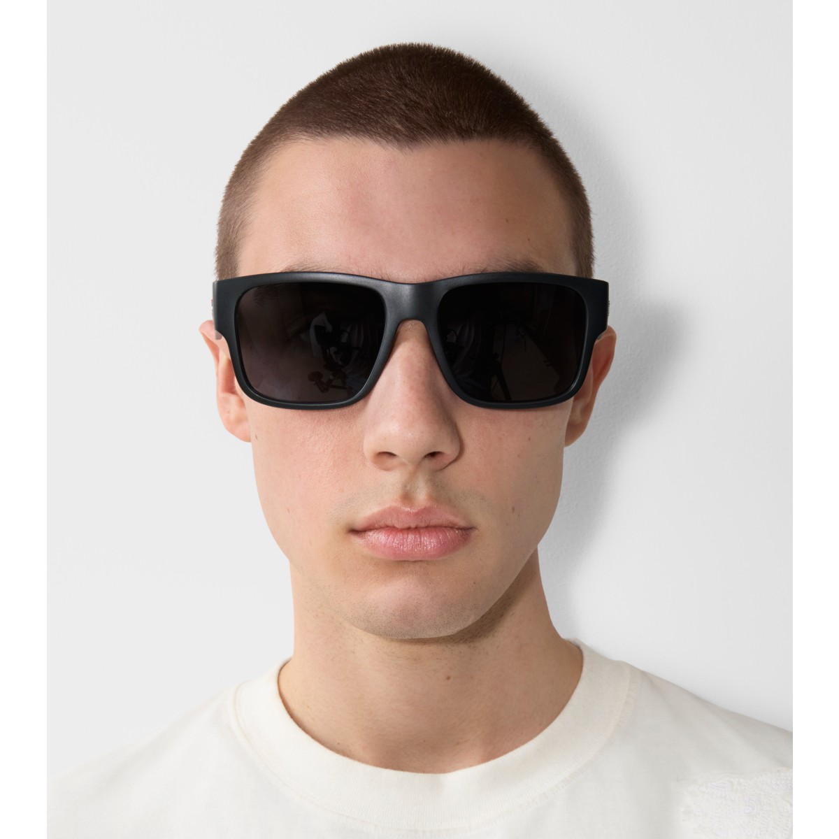  Stripe Logo Detail Square Frame Sunglasses