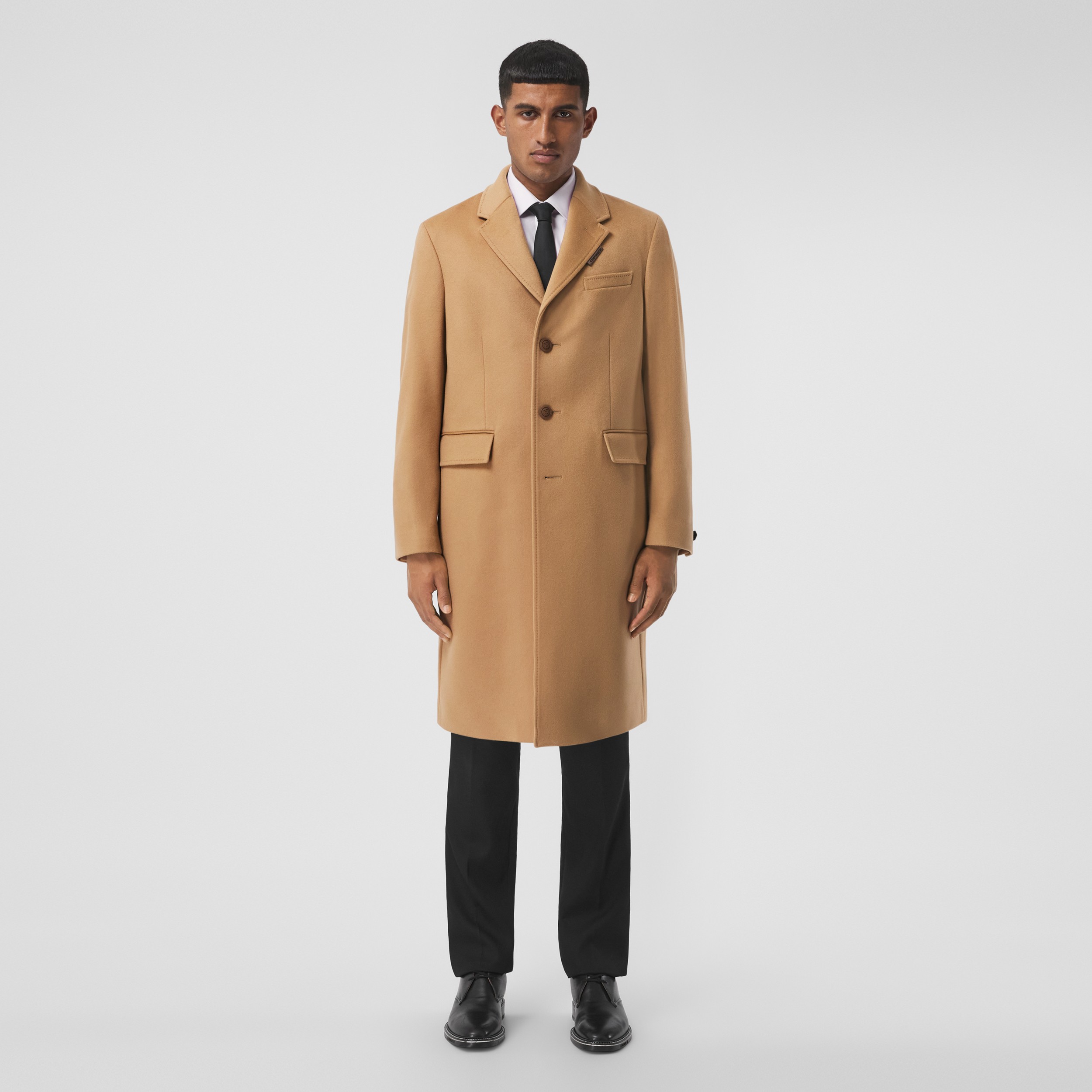 Button Detail Wool Cashmere Tailored Coat in Camel - Men | Burberry®  Official