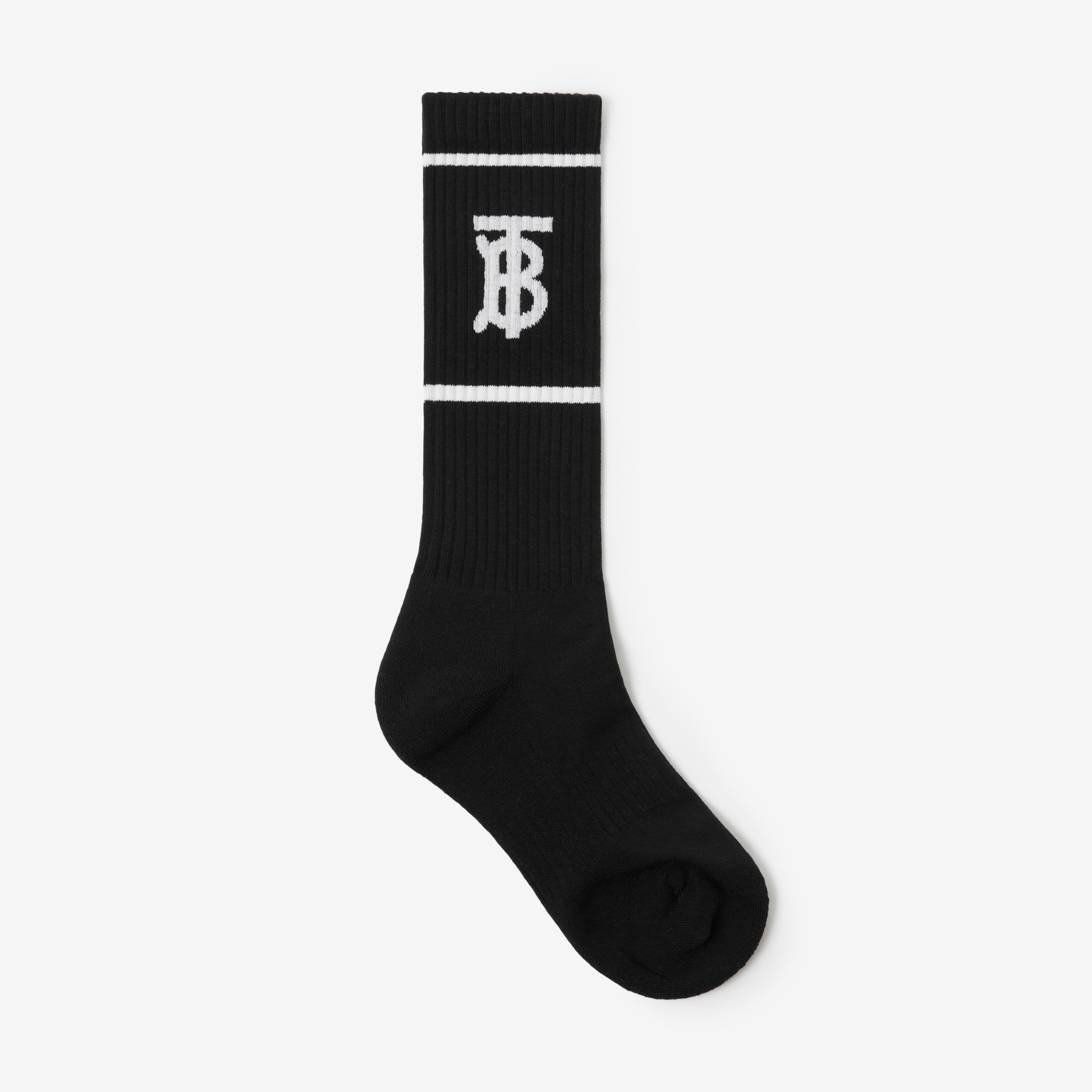 Monogram Motif Intarsia Cotton Blend Socks in Black | Burberry® Official