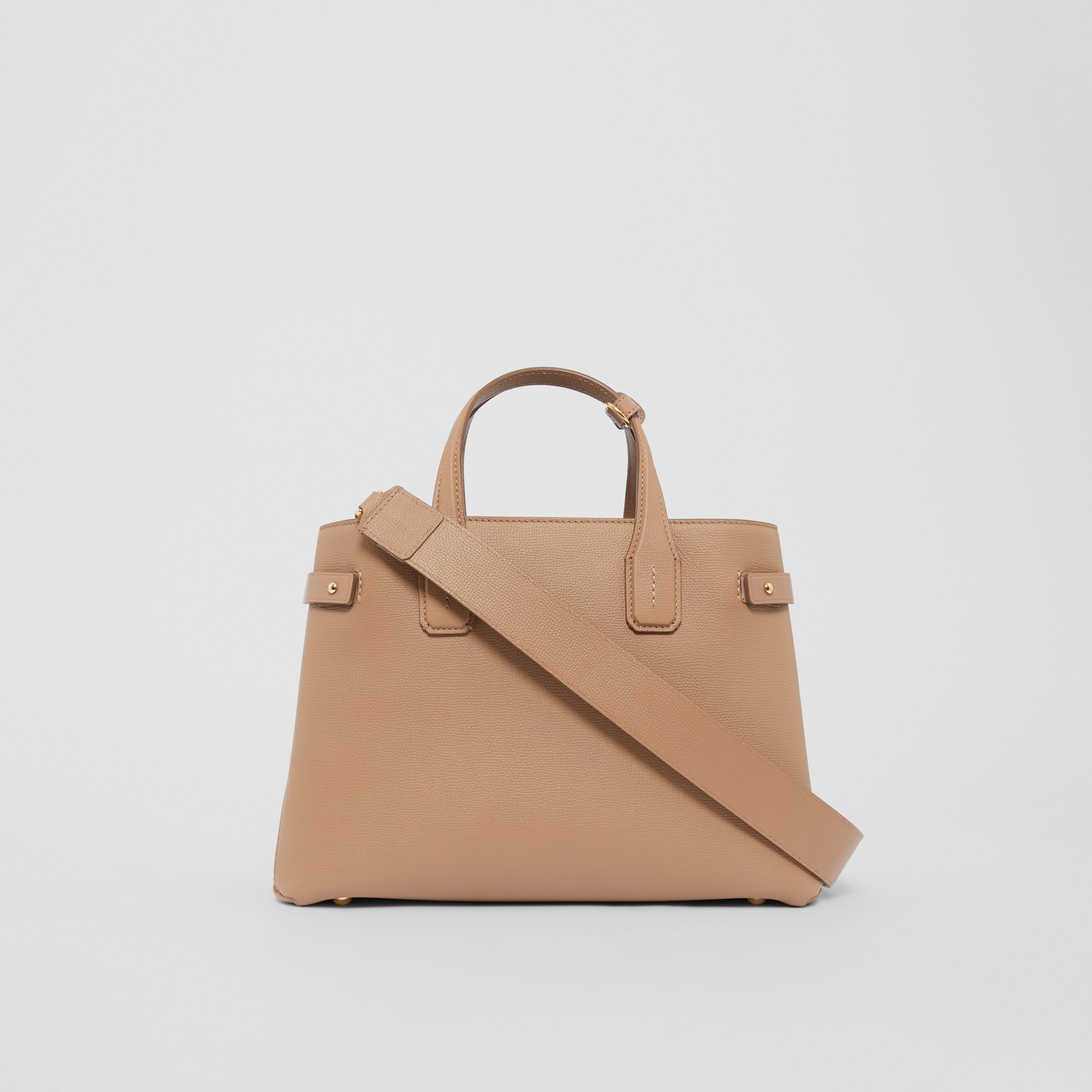 The Medium Banner In Leather And Vintage Check In Camel Women