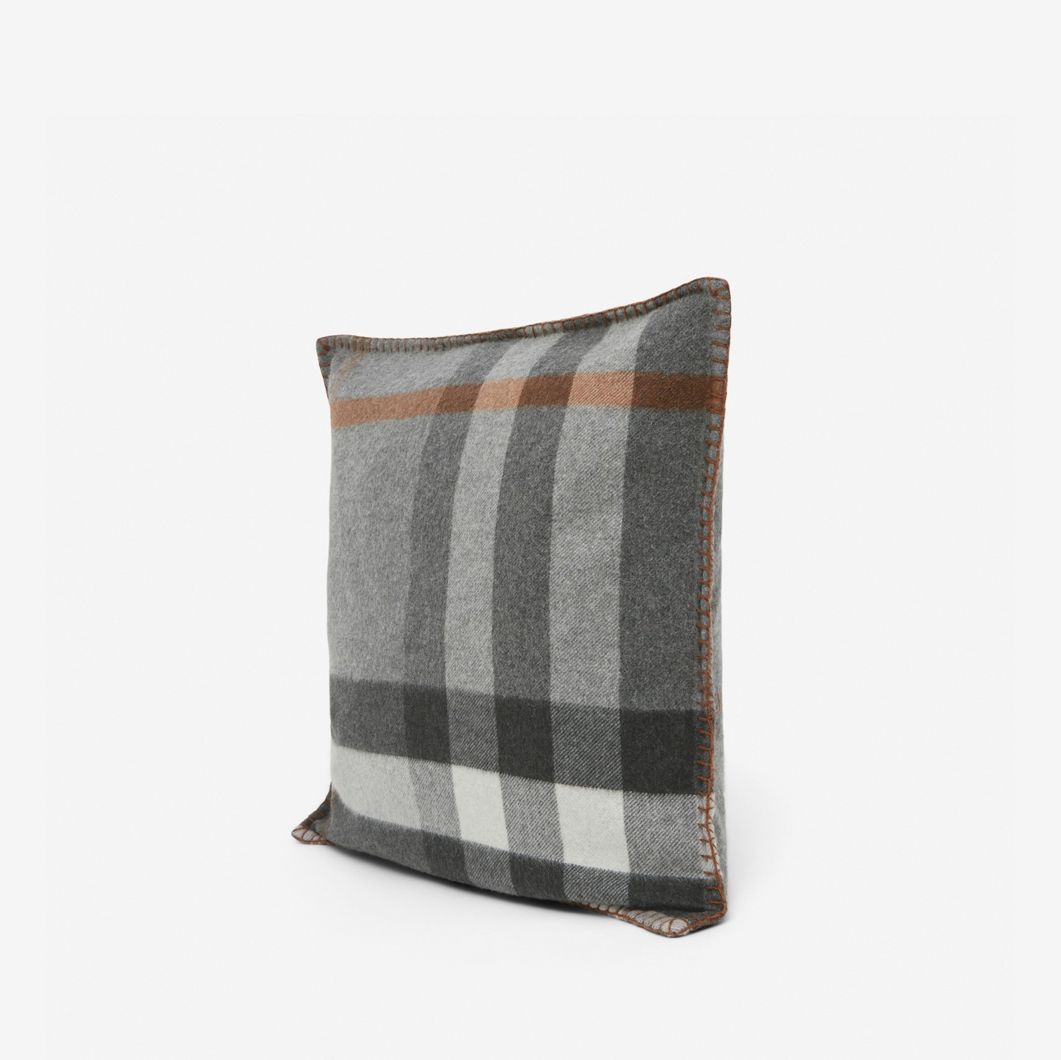 Exaggerated Check Cashmere Cushion Cover in Grey | Burberry® Official