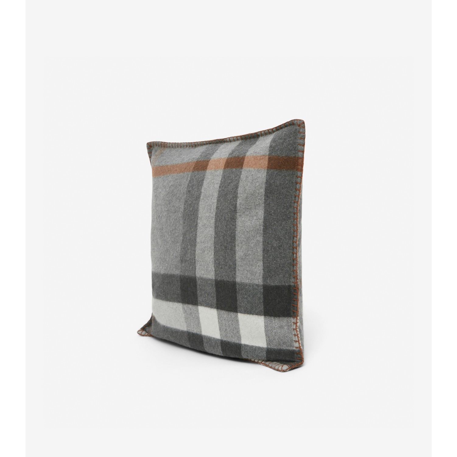 Capa para almofada em cashmere com estampa xadrez grande
