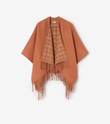 Reversible Check Wool Cape Clay ®