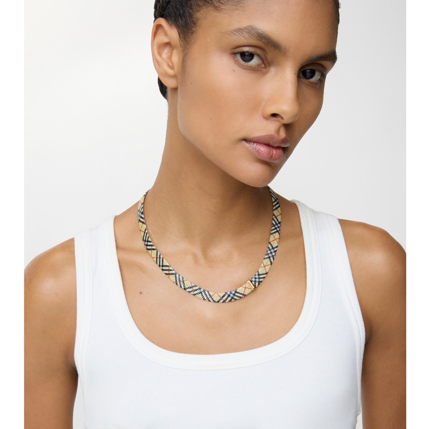 Check Print Necklace