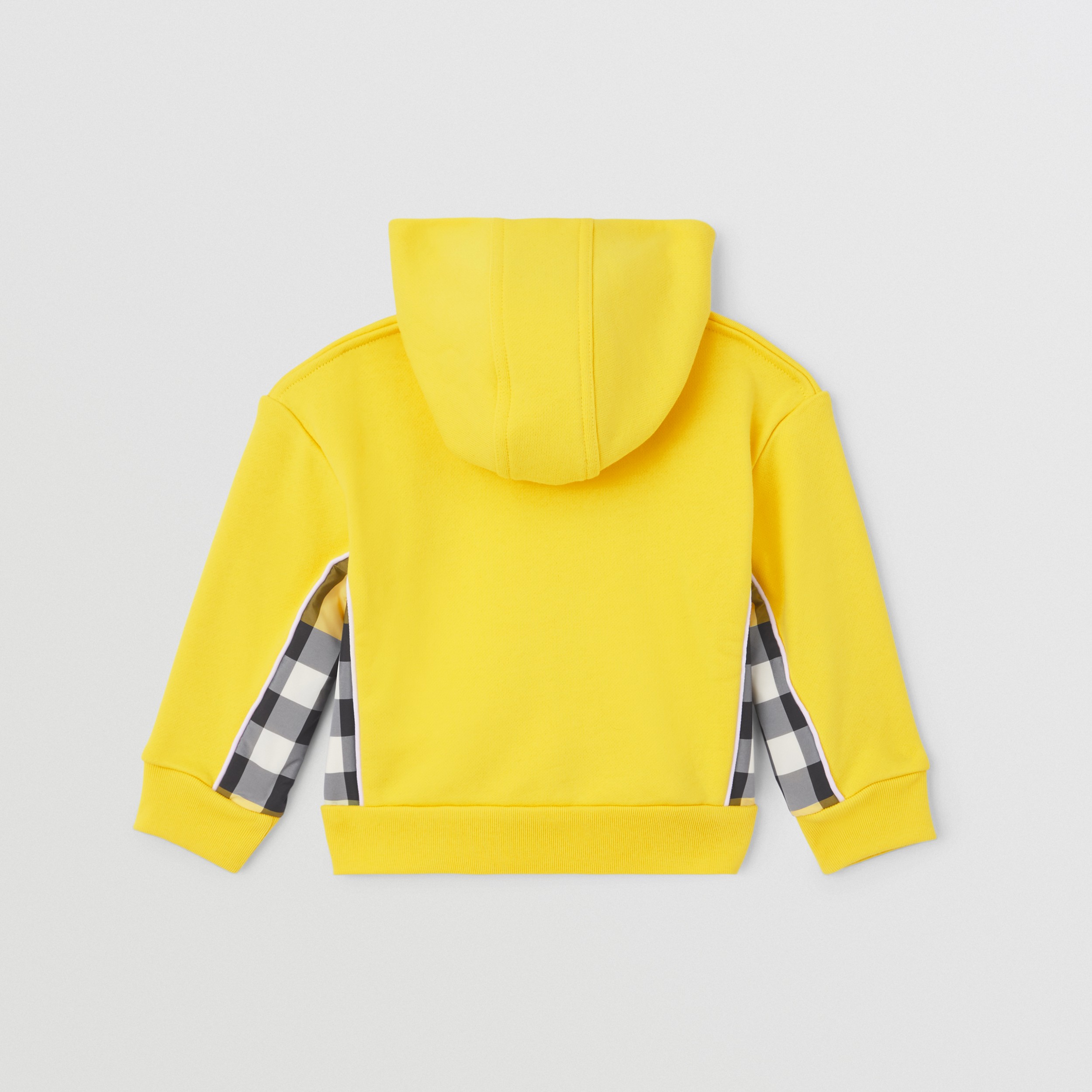 Check Panel Cotton Hooded Top in Acid Yellow - Children | Burberry® Official - 4