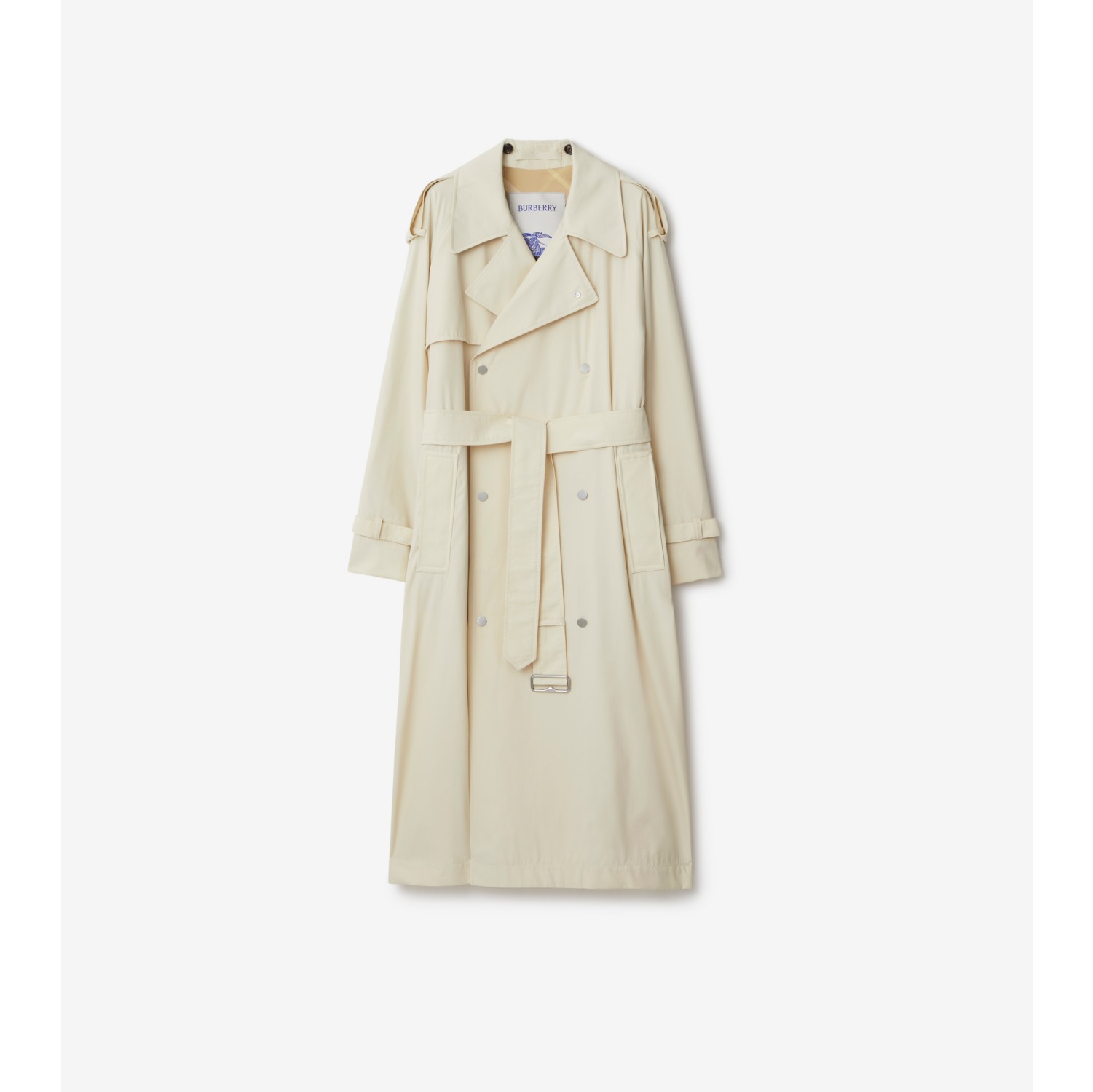 Long Kennington Trench Coat in Calico - Women, Cotton Gabardine, Faux ...