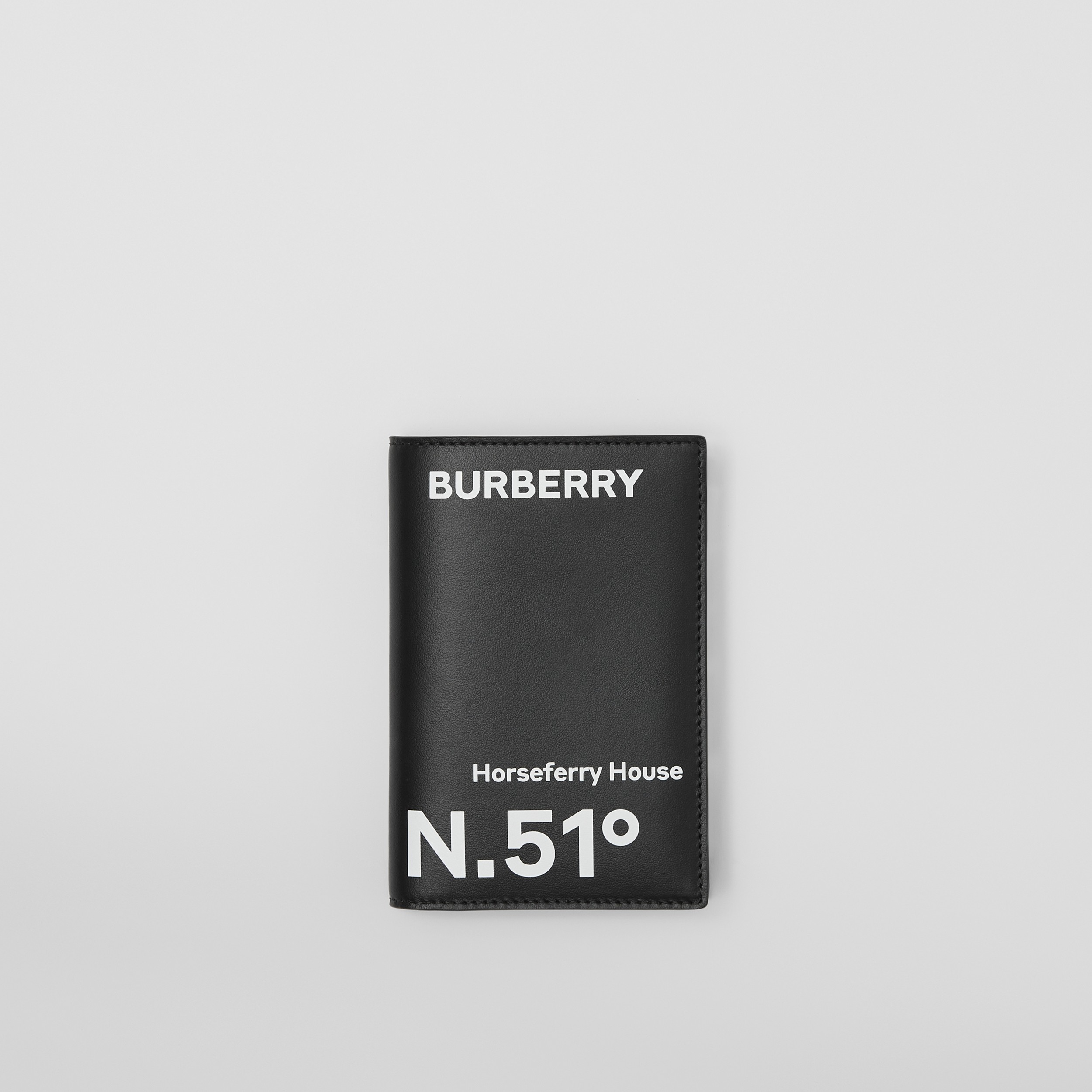 Coordinates Print Leather Passport Holder in Black - Men | Burberry® Official - 1