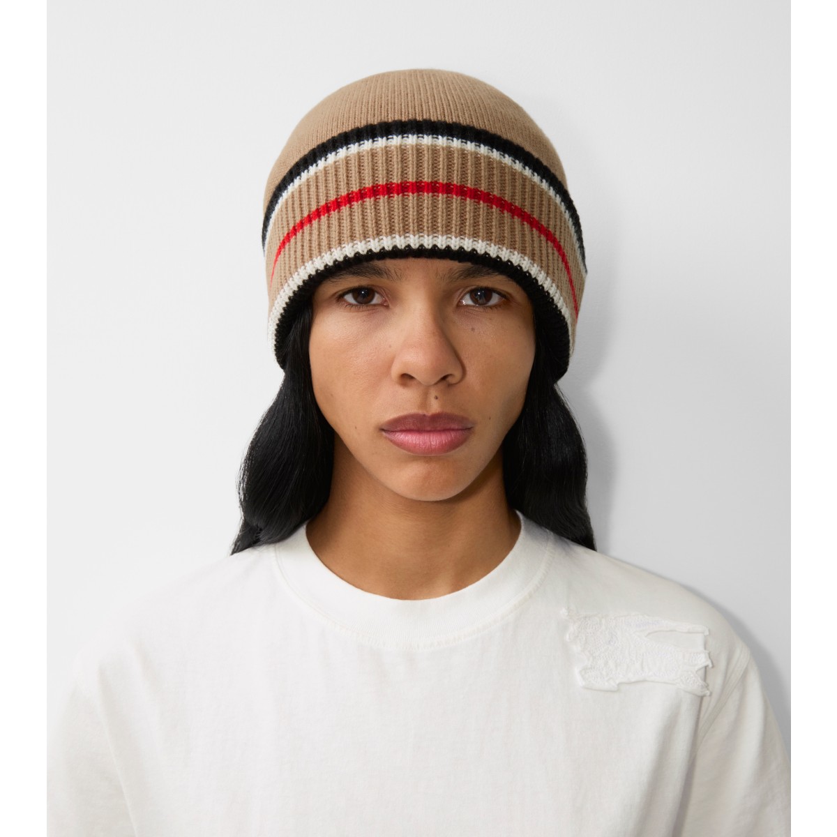  Stripe Reversible Icon Cashmere Cotton Beanie
