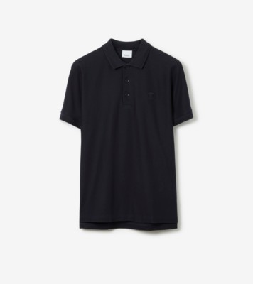 Cotton Polo Shirt in Black Men Burberry Official