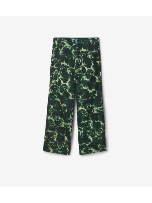 Shop Burberry Rose Waxed Cotton Trousers In Ivy