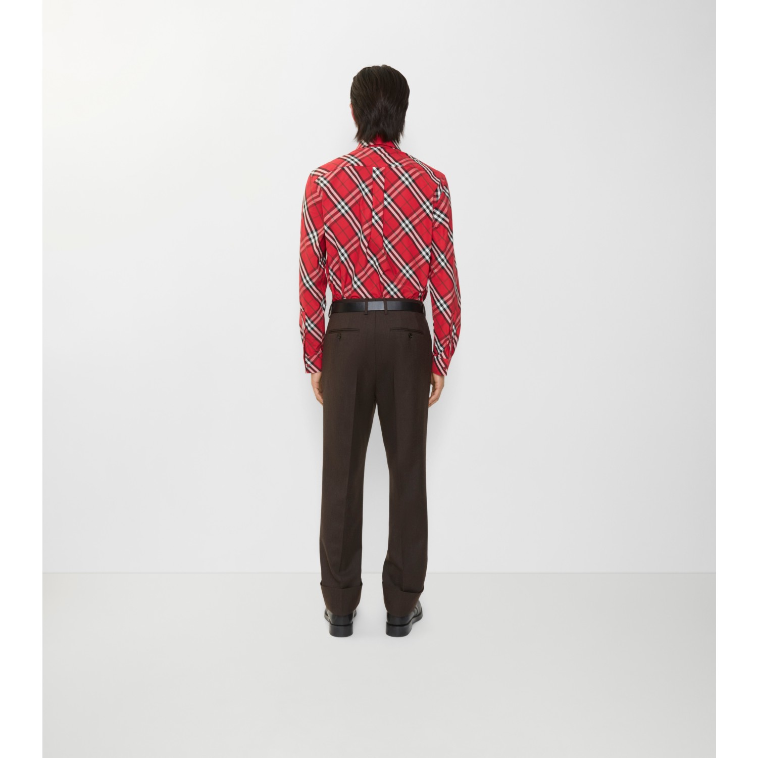 Relaxed Fit Check Cotton Shirt in Post red - Men | Burberry® Official