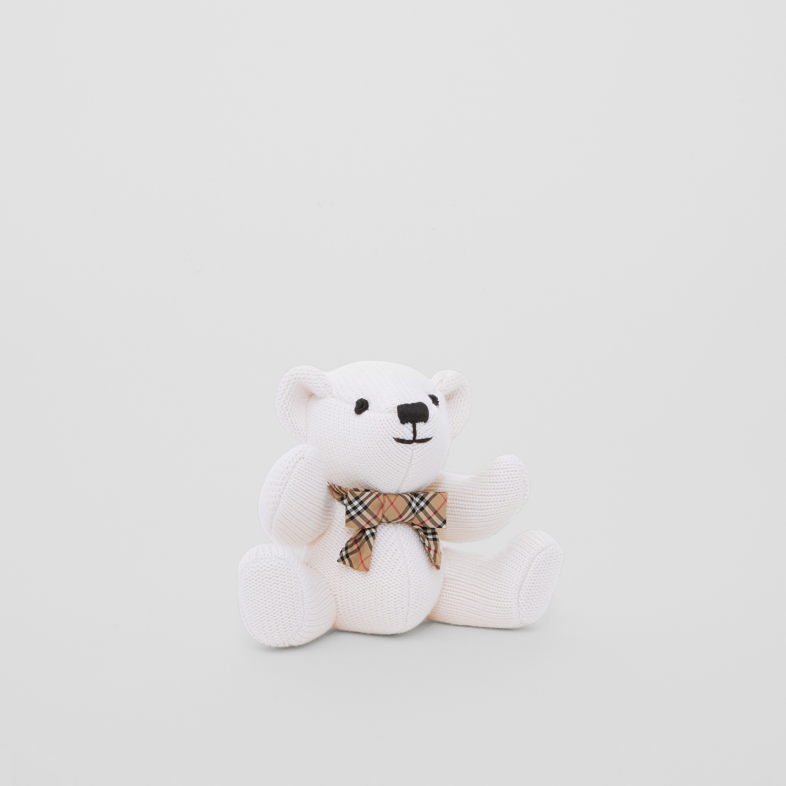 Check Bow Tie Wool Silk Thomas Bear Rattle in Ivory - Children | Burberry® Official - 4