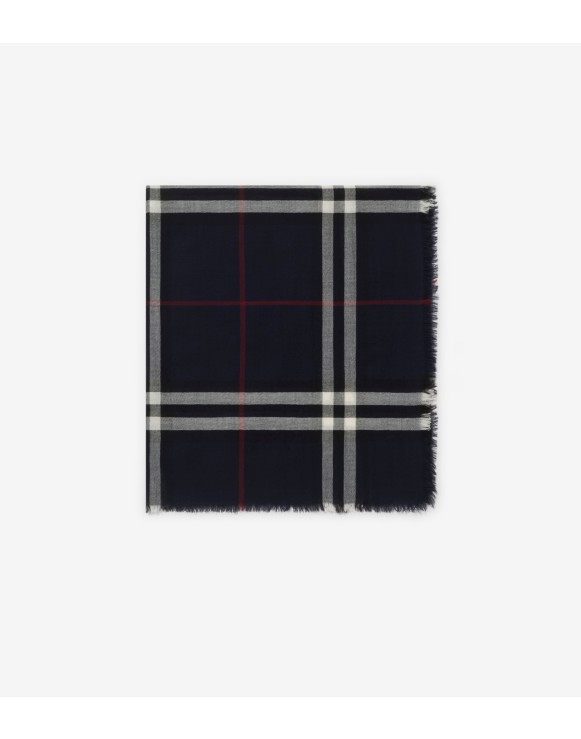 Wide Check Wool Scarf
