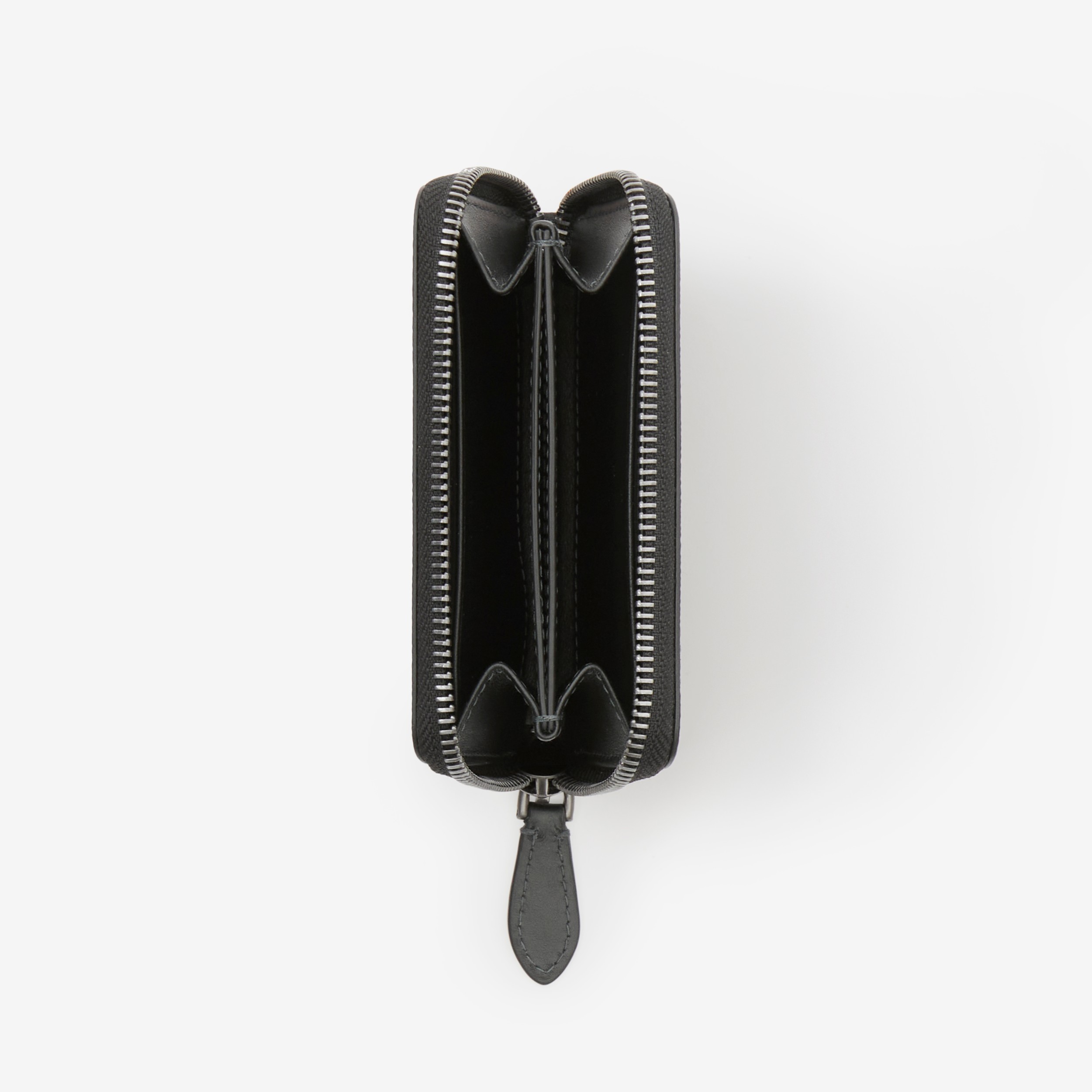 Check and Leather Zip Wallet in Charcoal - Men | Burberry® Official - 4