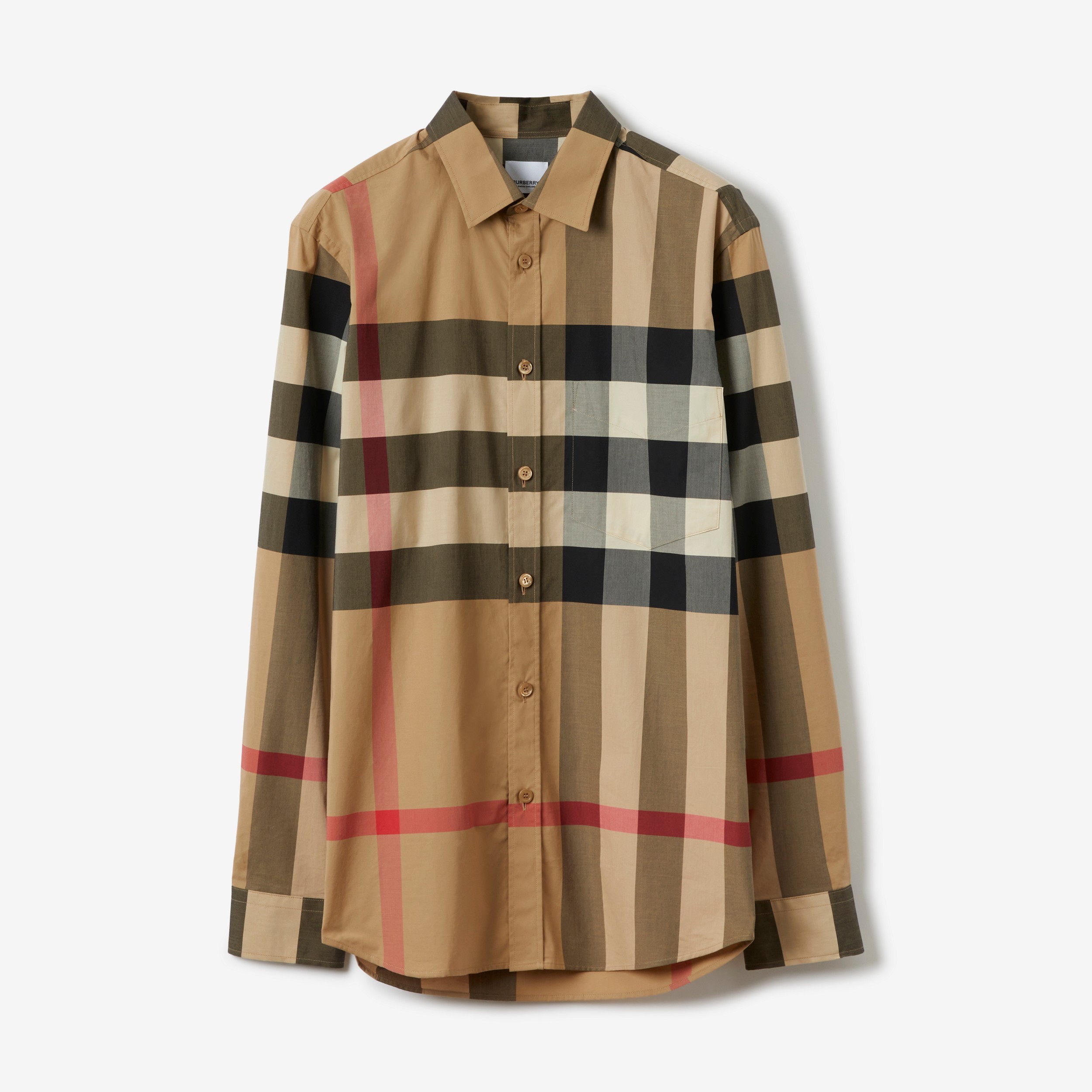 チェック ストレッチコットンポプリン シャツ (アーカイブベージュ) | Burberry®公式サイト