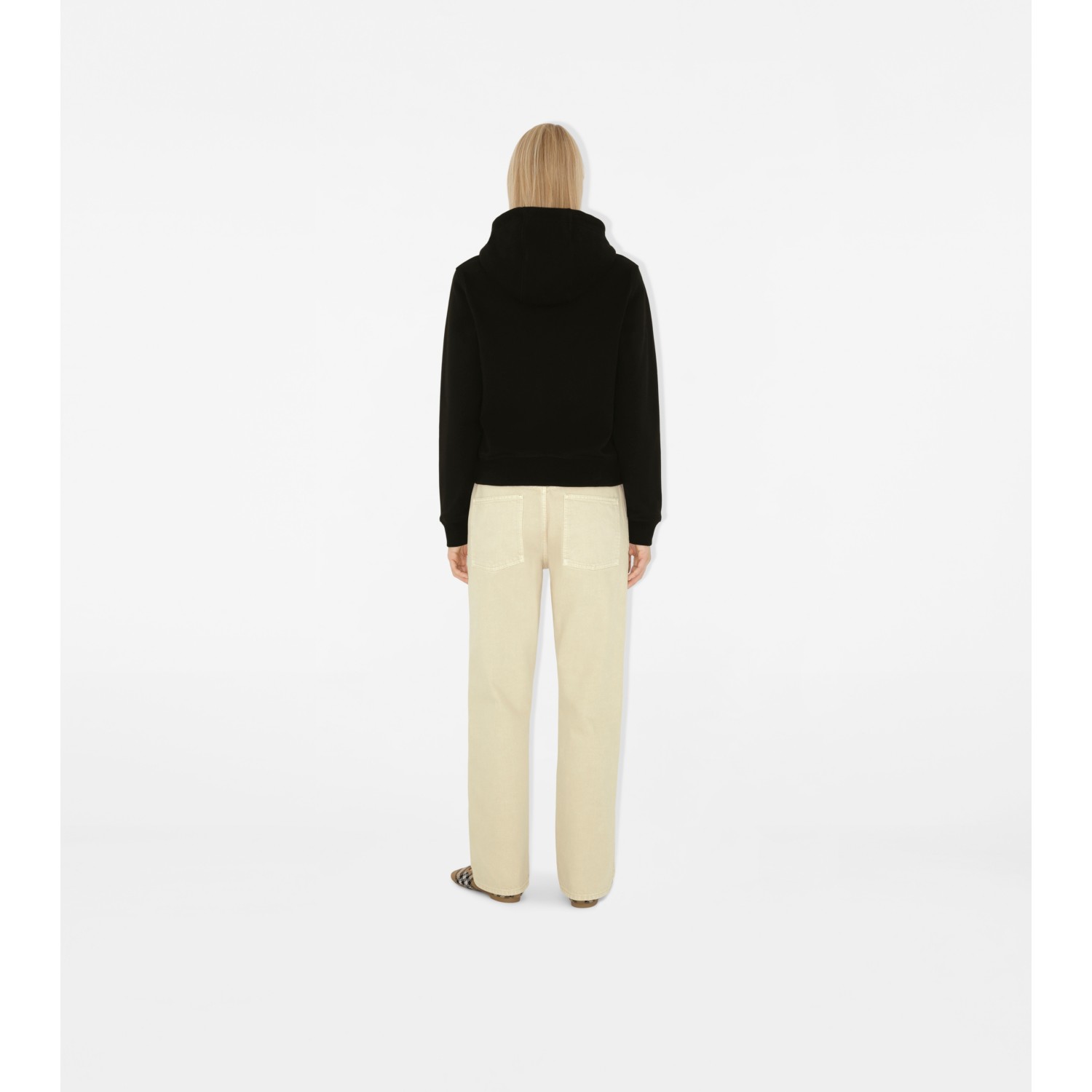 Check Label Cotton Zip Hoodie - thumbnail 4