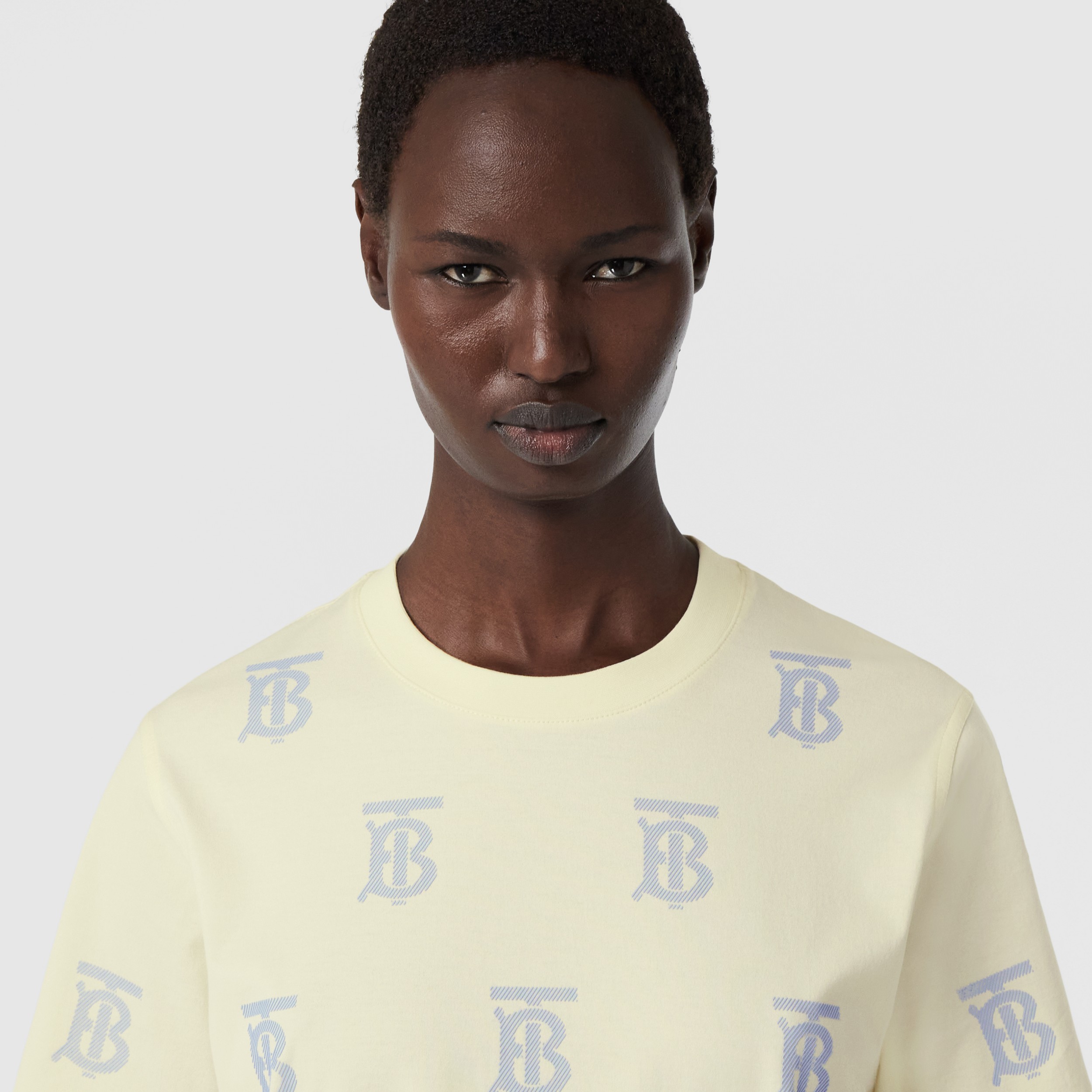 Monogram Motif Cotton T-shirt in Frosted Lemon - Women | Burberry® Official - 2