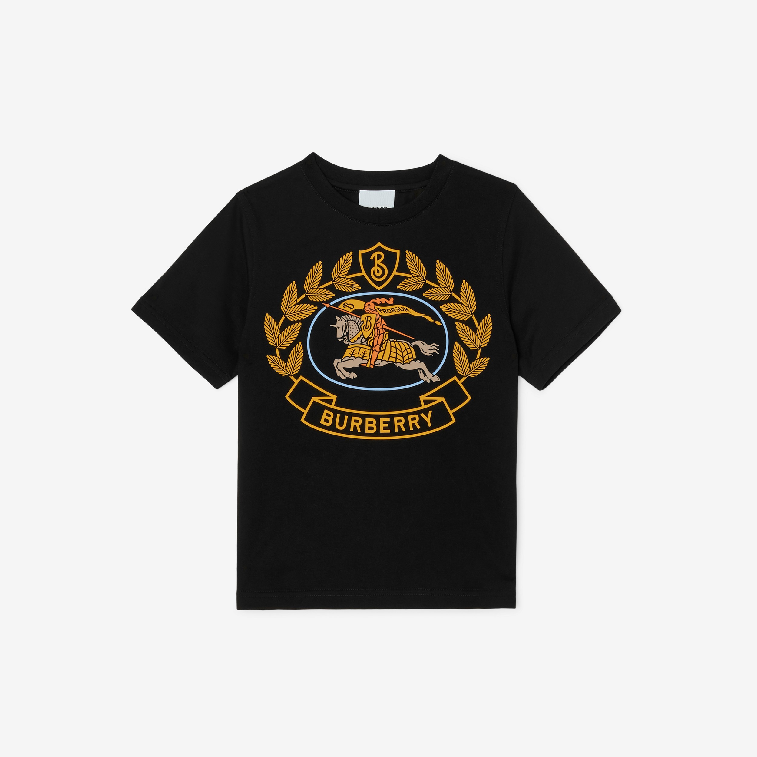 Camiseta en algodón con emblema Equestrian Knight (Negro) | Burberry® oficial - 1