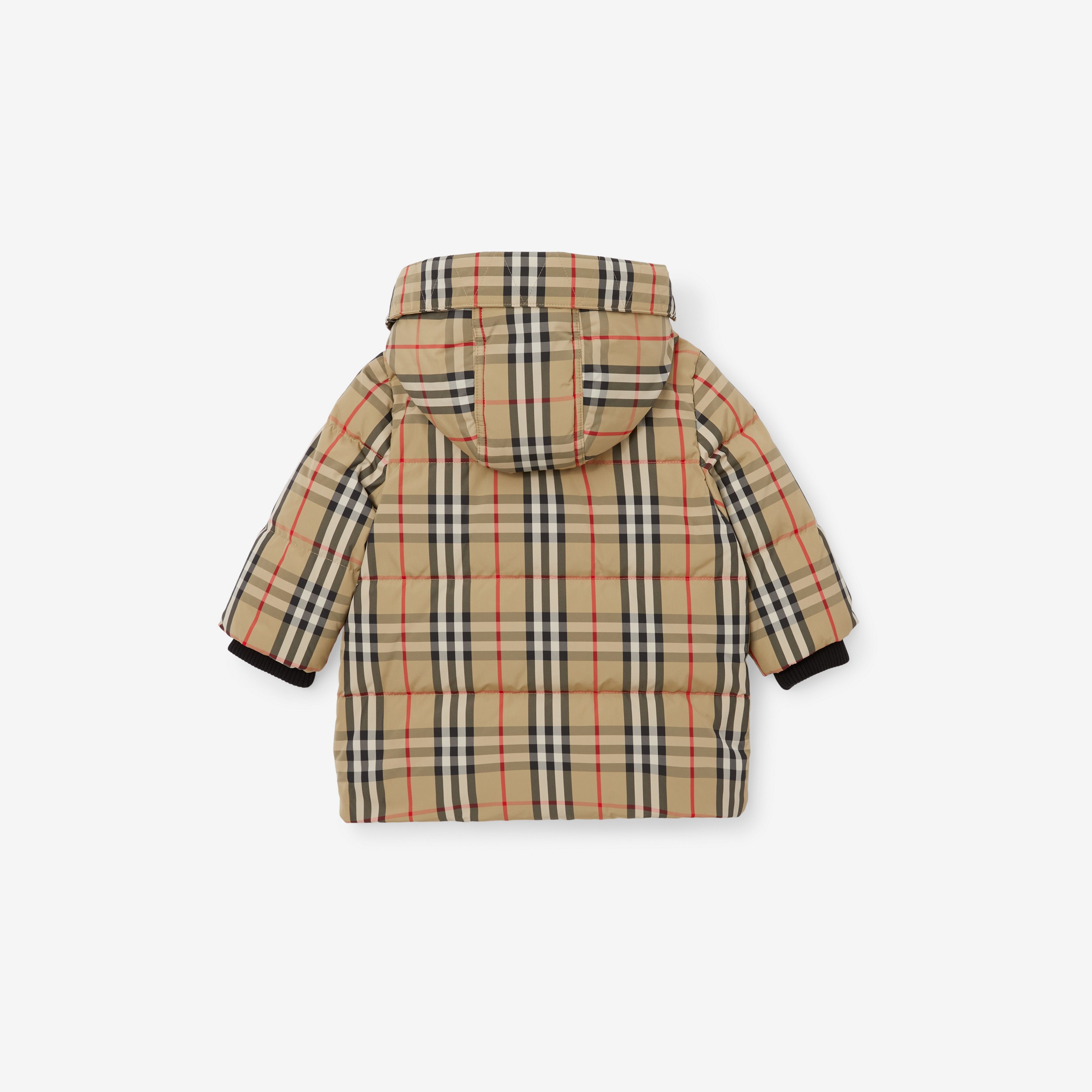 Horseferry Motif Vintage Check Puffer Coat in Archive Beige - Children | Burberry® Official - 2