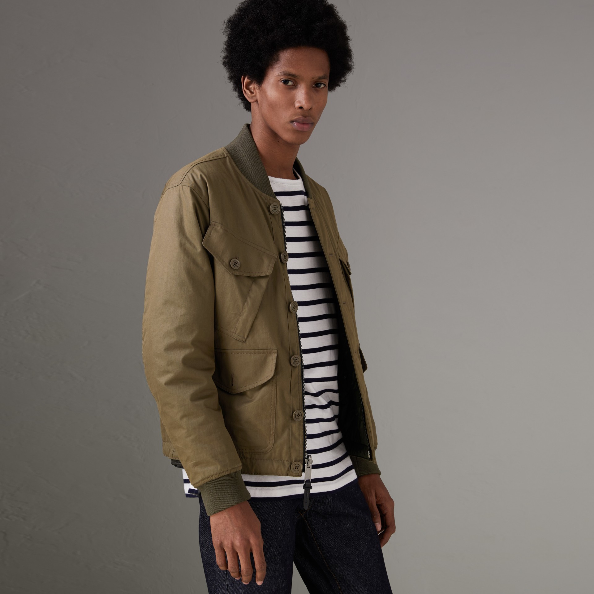 Reversible Quilted Bomber Jacket in Military Khaki - Men | Burberry ...
