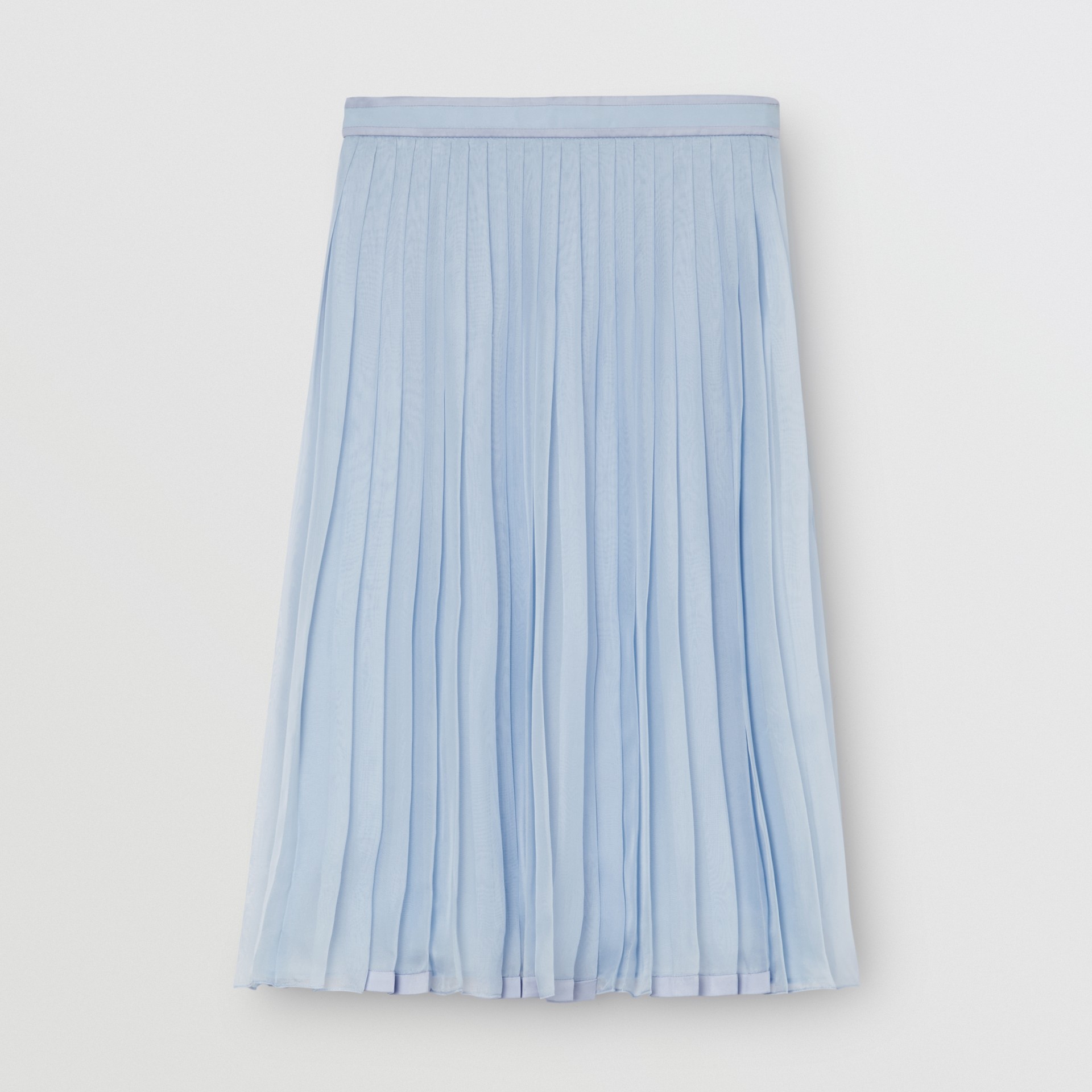 Contrast Trim Pleated Skirt in Pale Blue - Women | Burberry United States