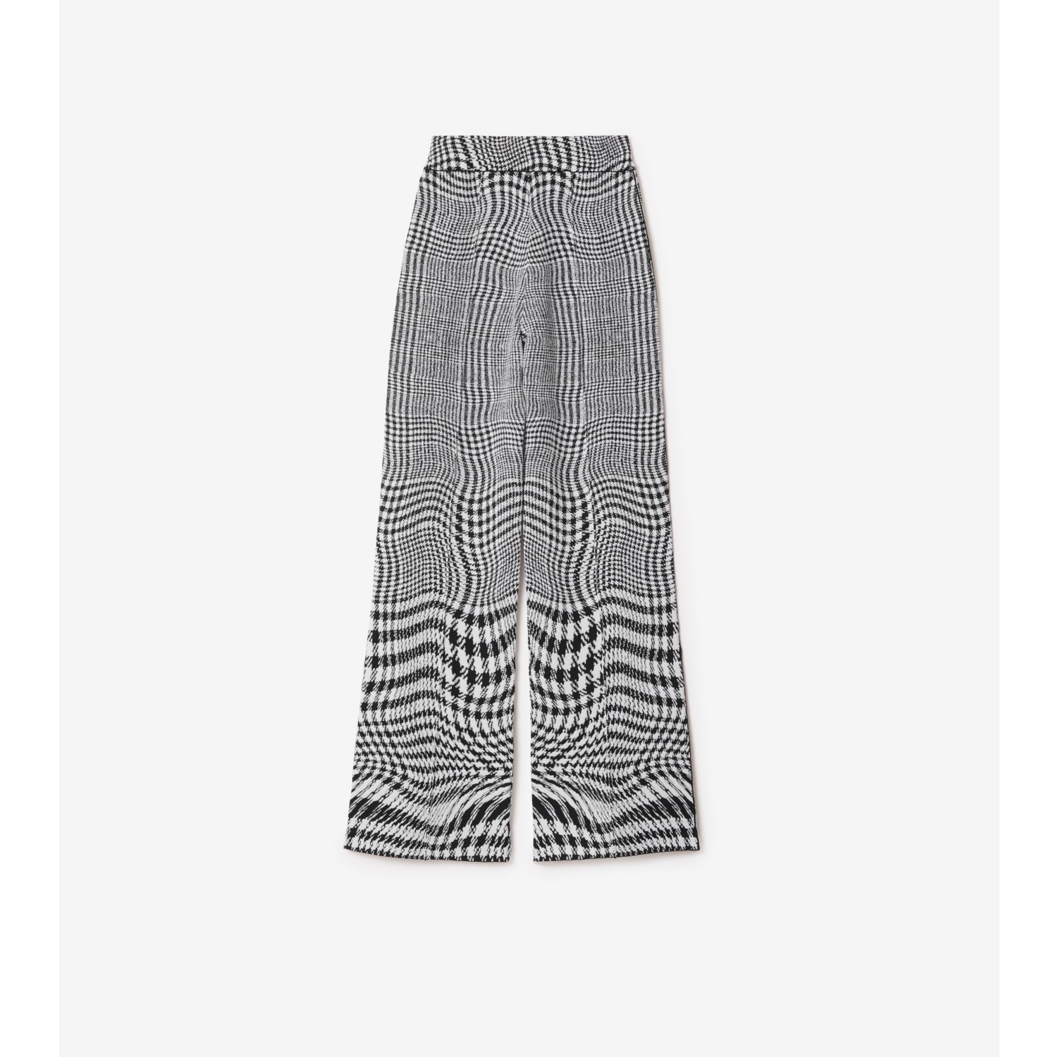 Warped Houndstooth Wool Blend Trousers