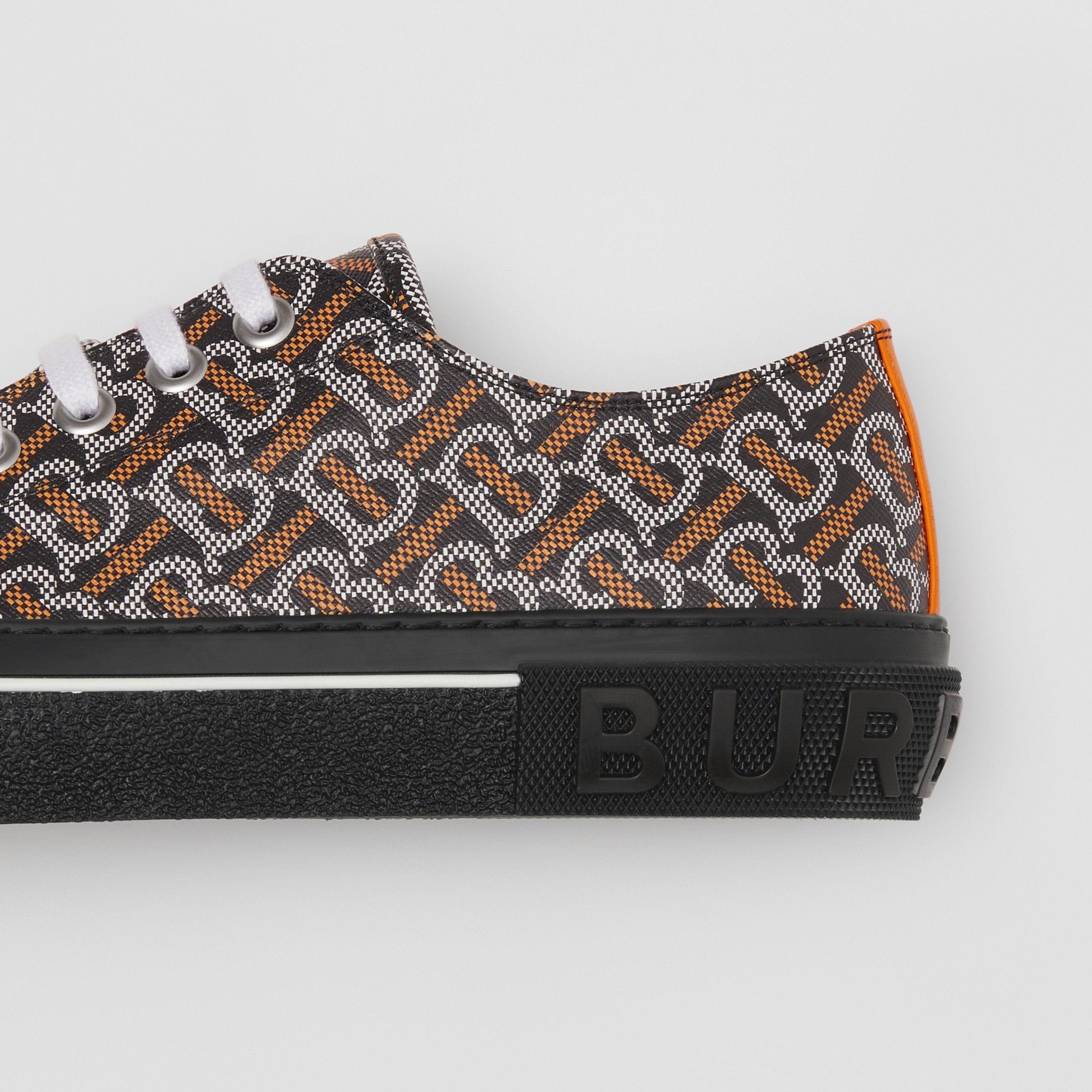 Monogram Print Cotton Blend Sneakers in Black/white/orange - Men | Burberry® Official - 2