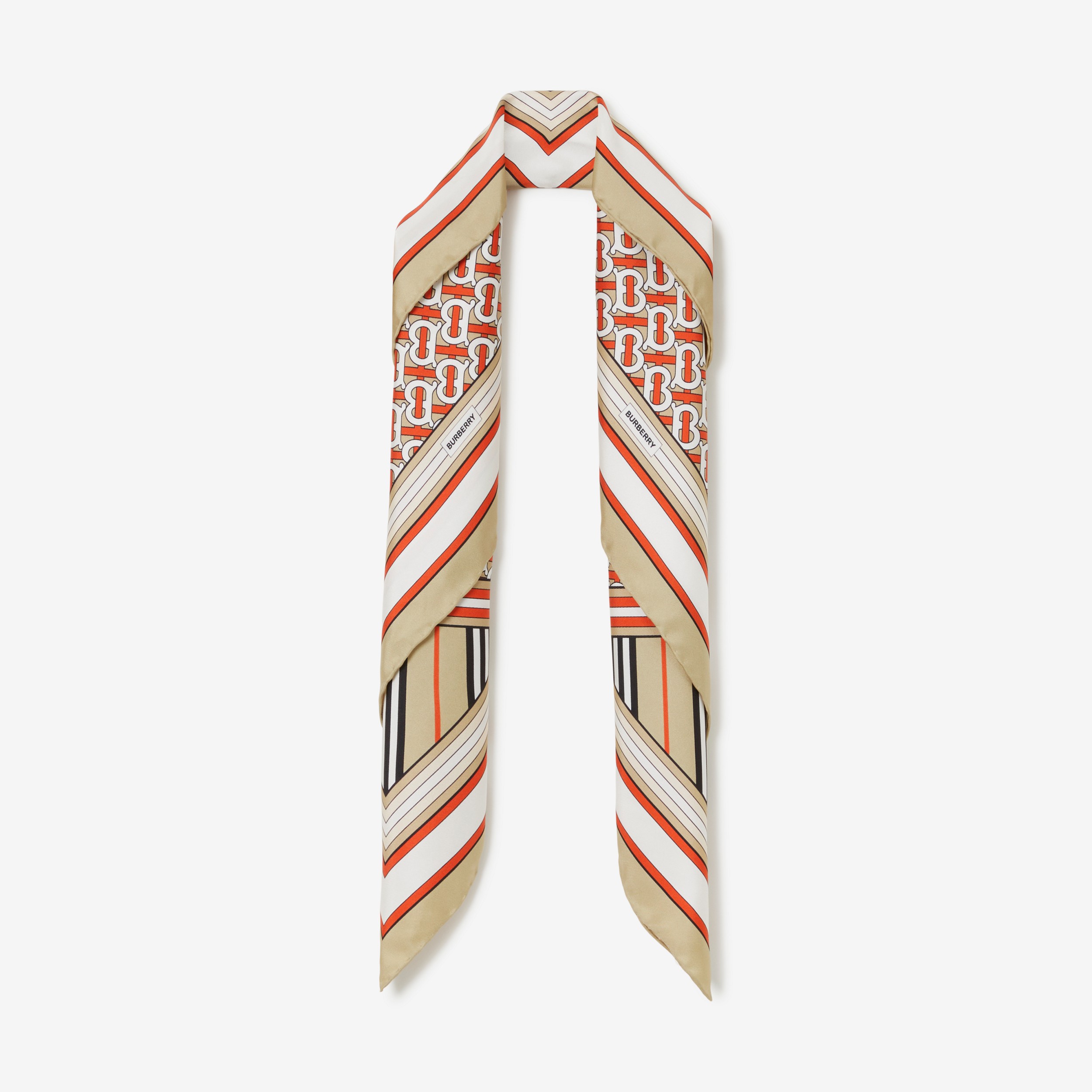 Pañuelo cuadrado en seda con collage (Bermellón) | Burberry® oficial - 1