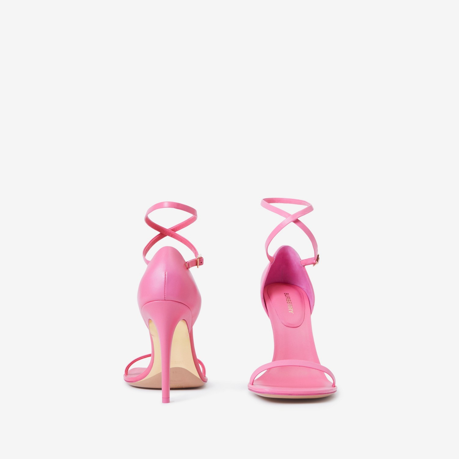Stiletto-heel Leather Sandals in Bubblegum Pink - Women | Burberry® Official