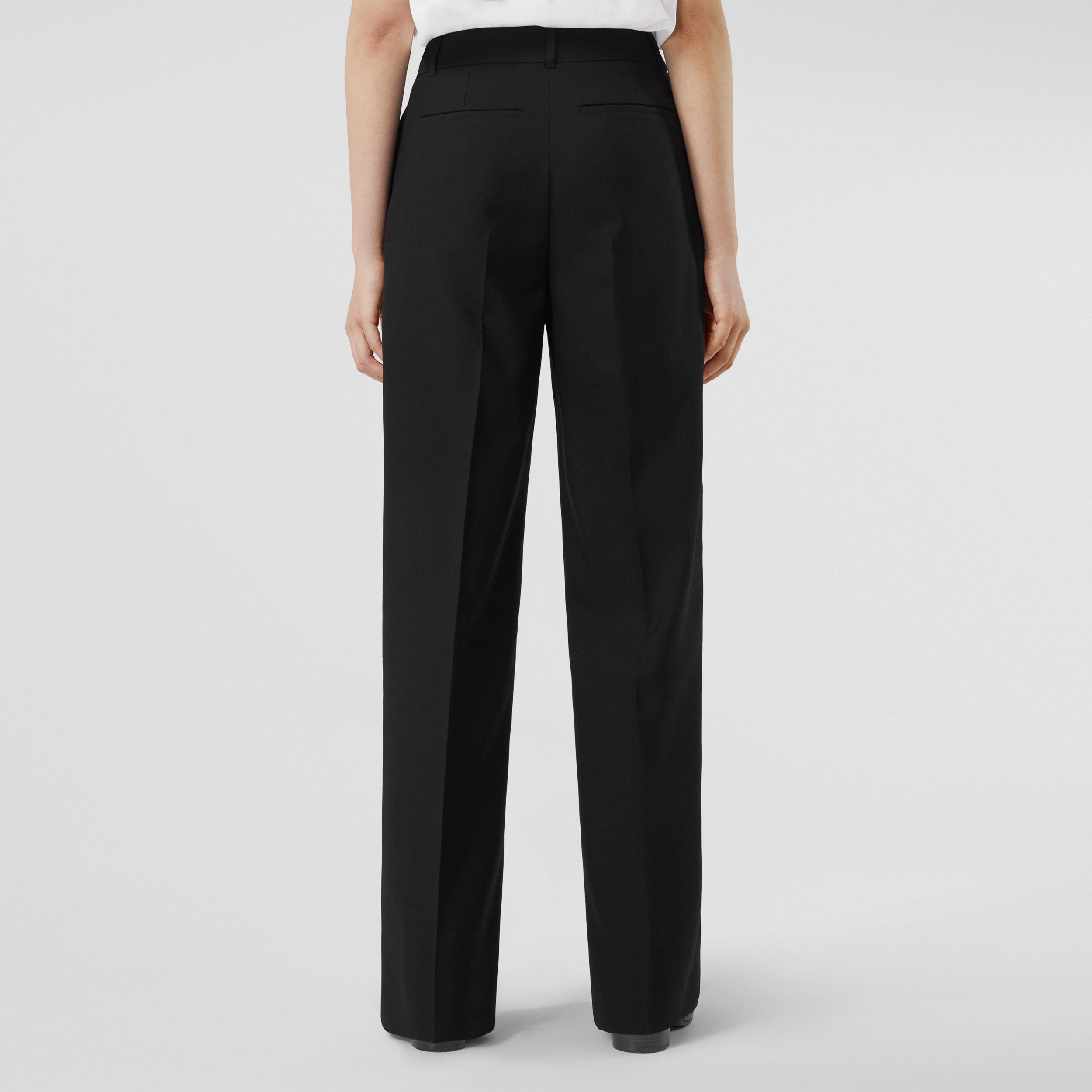 Split Detail Wool Wide-leg Trousers in Black - Women | Burberry® Official - 3