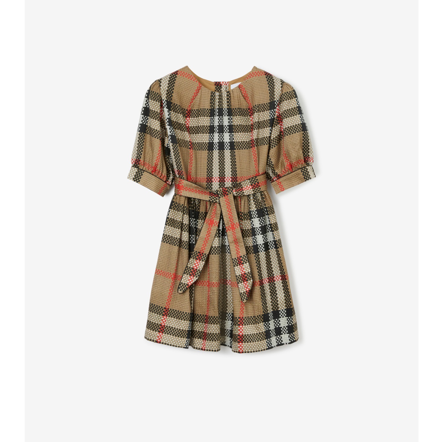 Burberry Girls Beige Classic Check Shirt Belted Dress