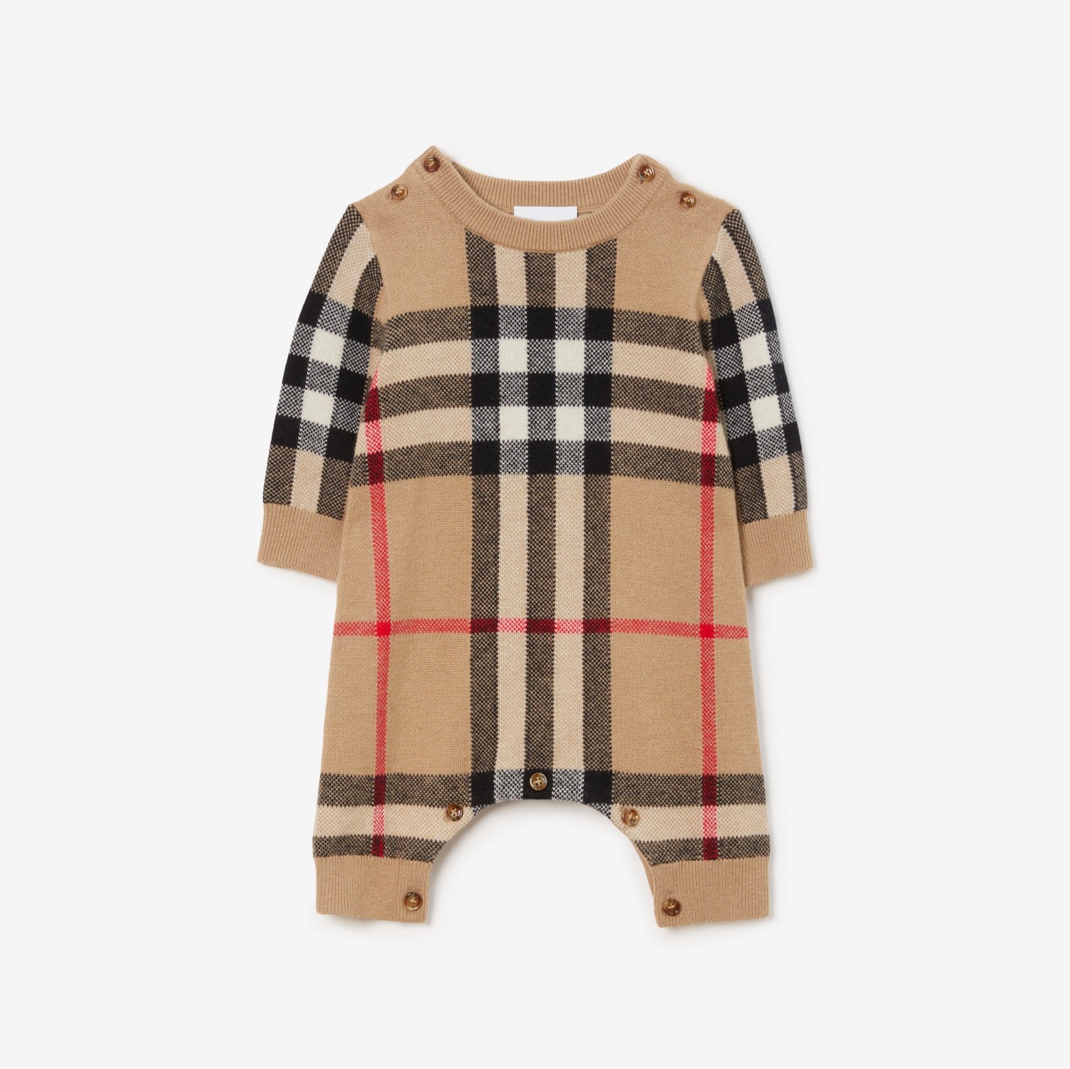 Macacão de lã e cashmere em Check (Bege Clássico) - Crianças | Burberry® oficial