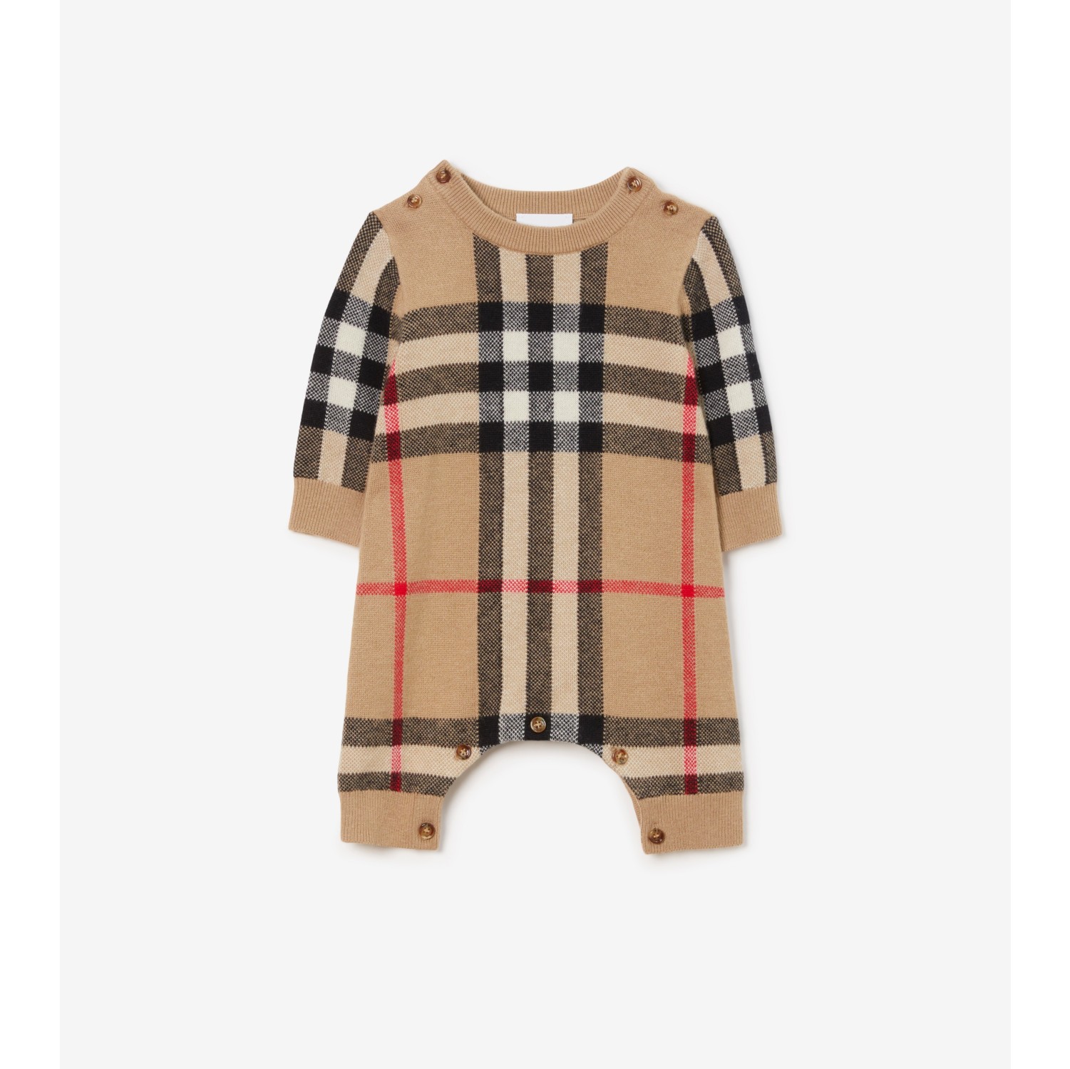 Check Wool Cashmere Jumpsuit in Archive Beige - Children