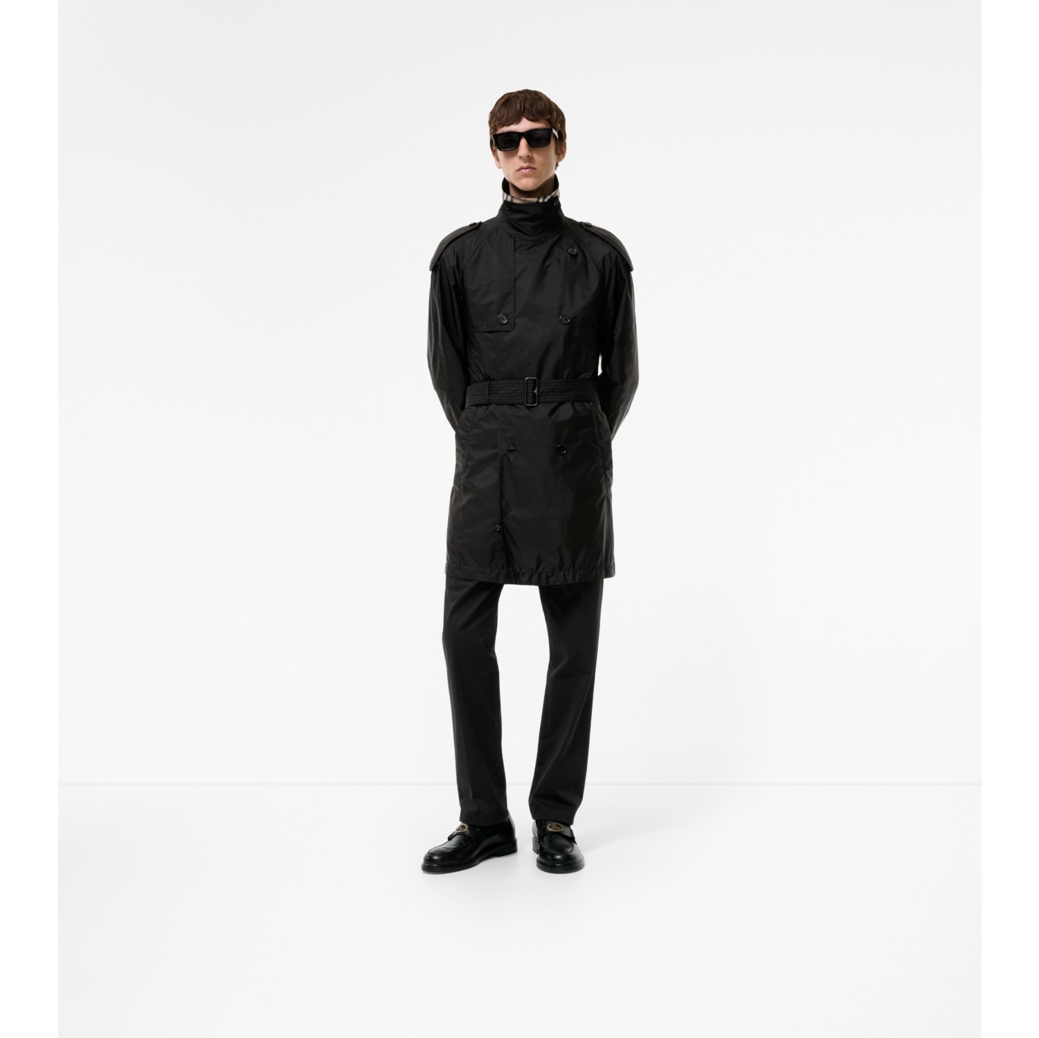 Mid-length Nylon Leadenham Trench Coat in Black - Men | Burberry® Official