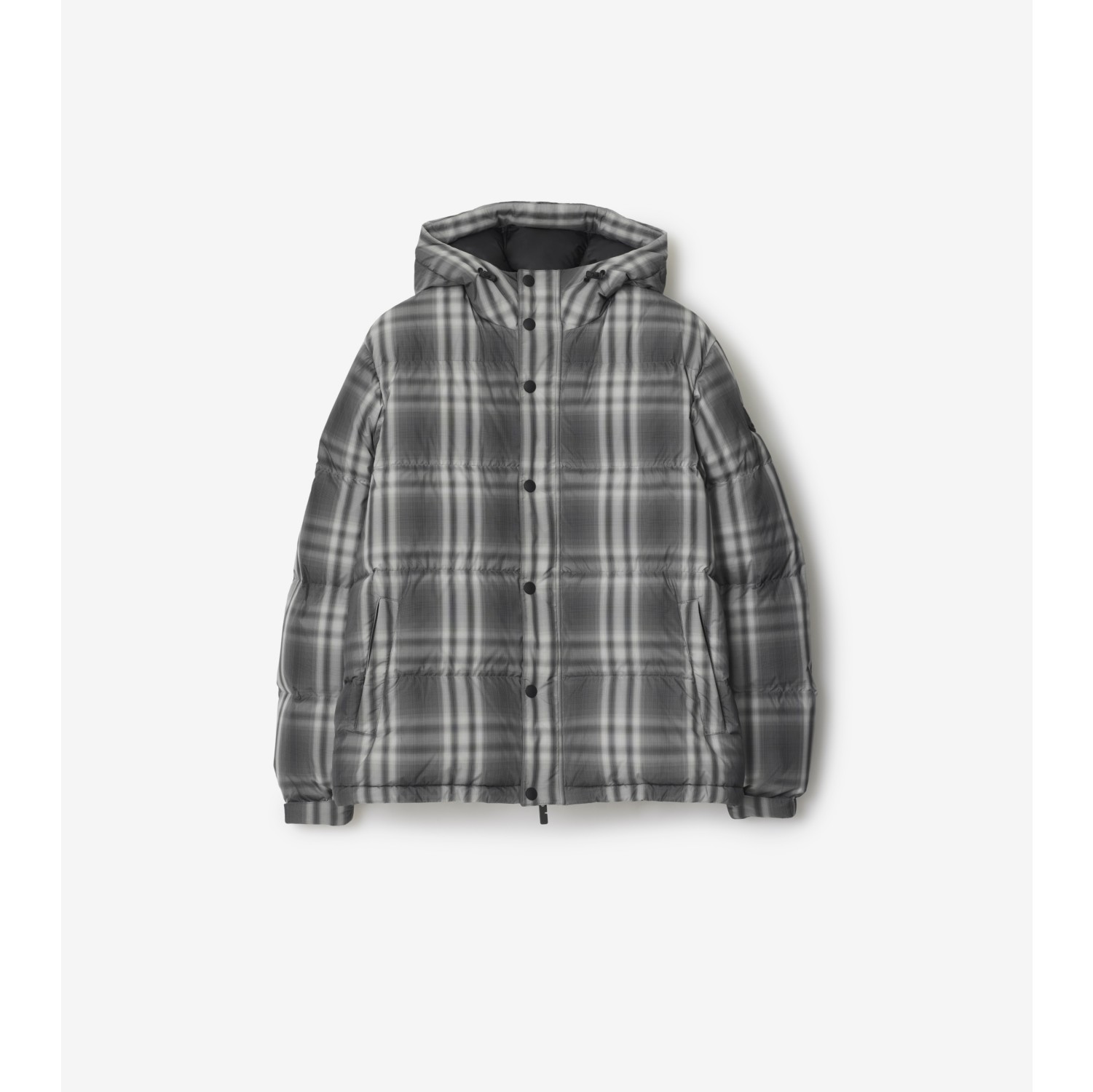 Ombré Check Hooded Puffer Jacket