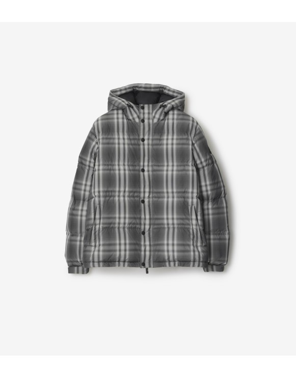 Ombré Check Hooded Puffer Jacket
