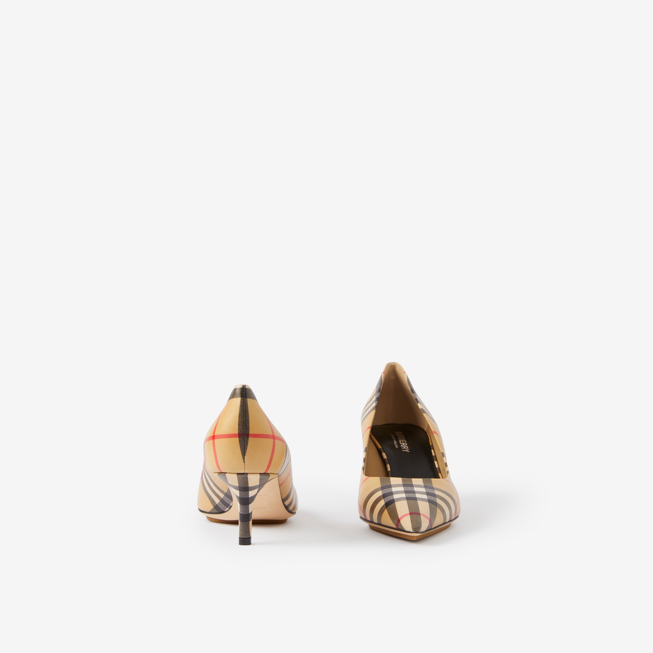Zapatos de tacón en piel a cuadros Vintage Checks con puntera de pico (Beige) - Mujer | Burberry® oficial - 4