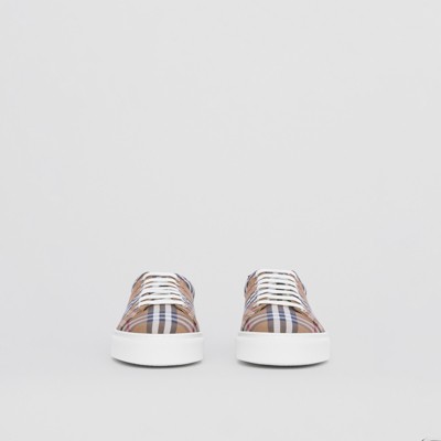 チェック コットン&レザー スニーカー (バーチブラウン) - メンズ | Burberry®公式サイト チェック コットン&レザー スニーカー (バーチブラウン) - メンズ | Burberry®公式サイト
