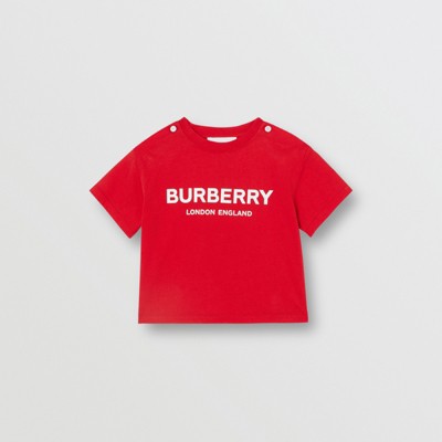 Logo Print Cotton T-shirt in Bright Red 