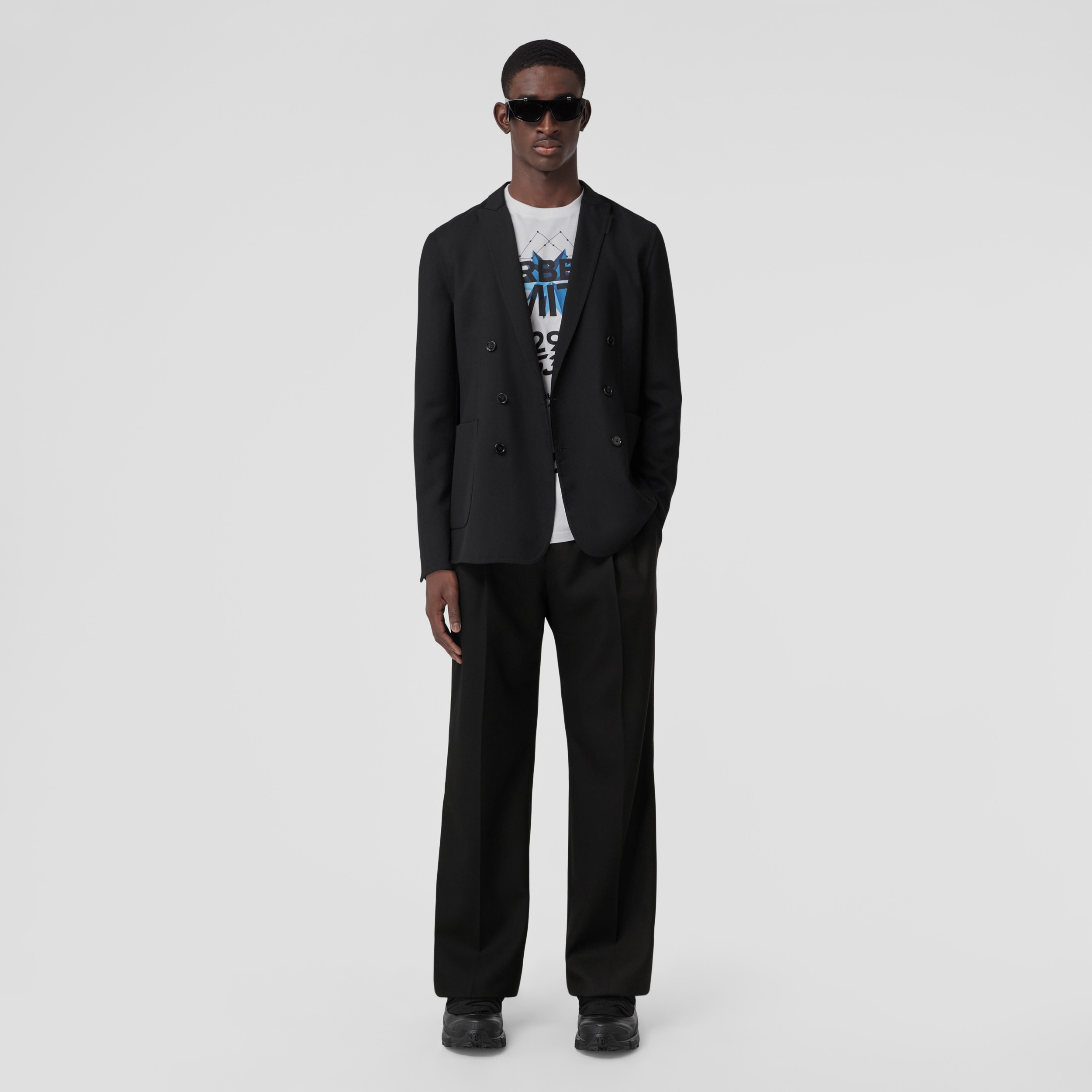 Slim Fit Wool Tailored Jacket in Black - Men | Burberry® Official - 1