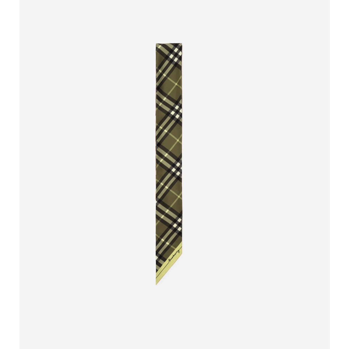  Check Skinny Contrast Silk Scarf