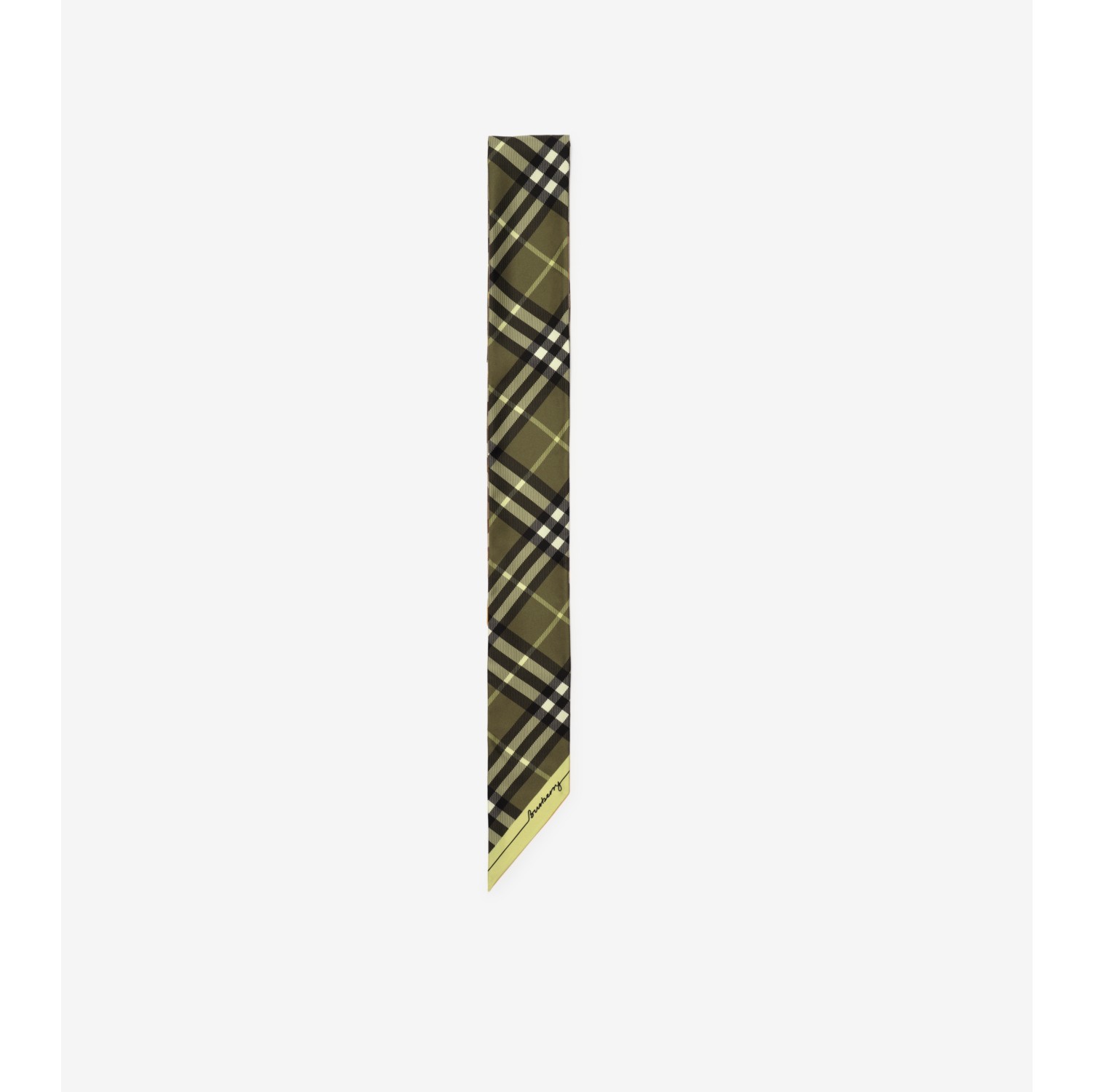 Skinny Contrast Check Silk Scarf
