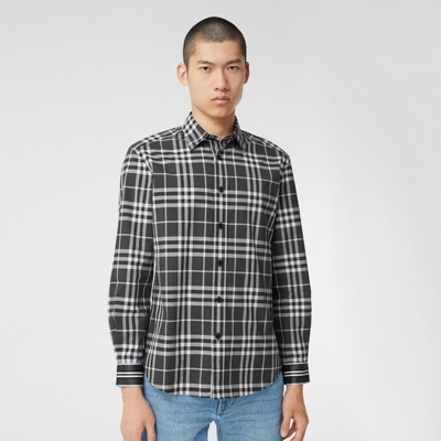 burberry shirt with plaid cuffs