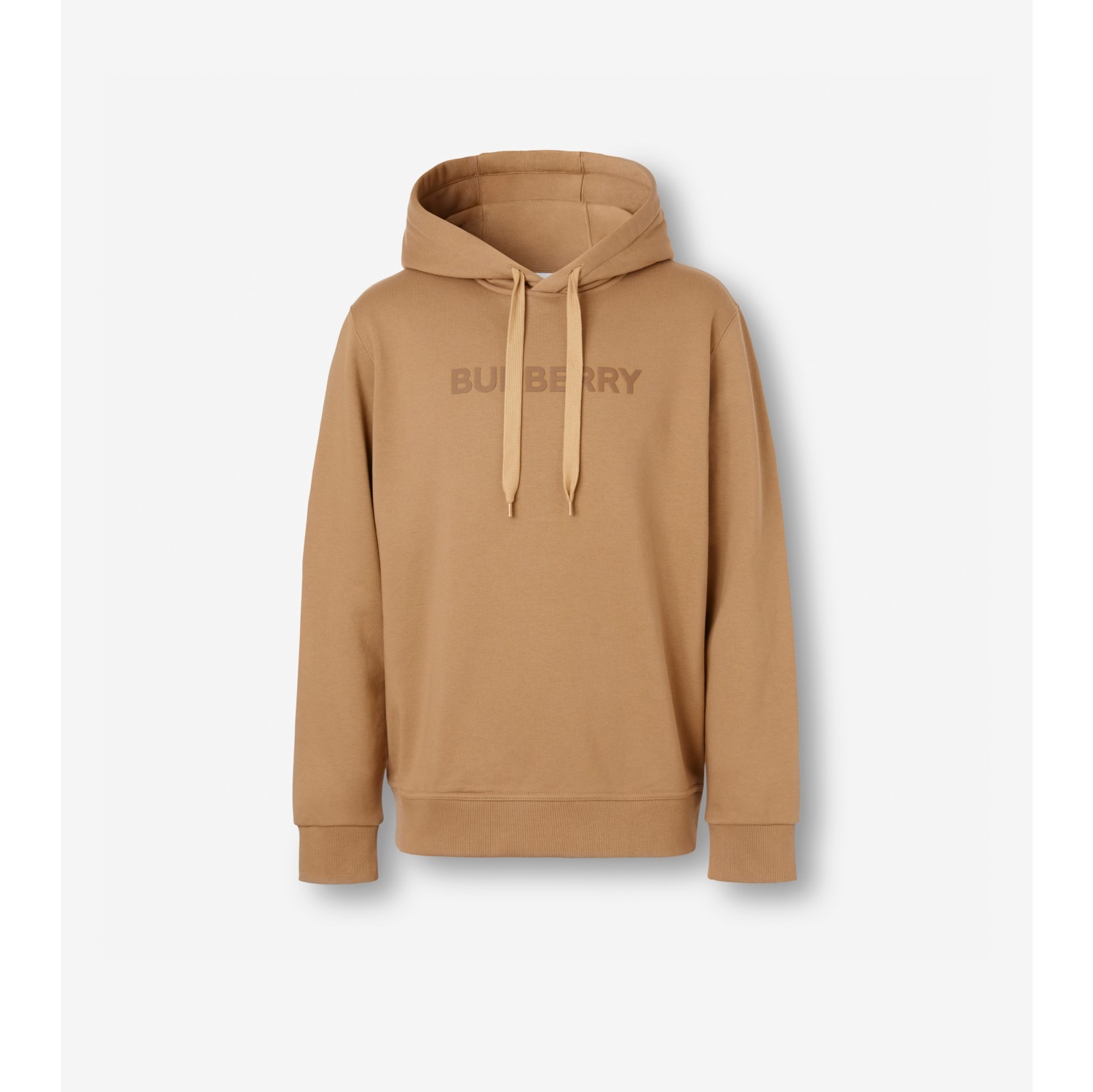 Logo Print Cotton Hoodie in Camel - Men | Burberry® Official