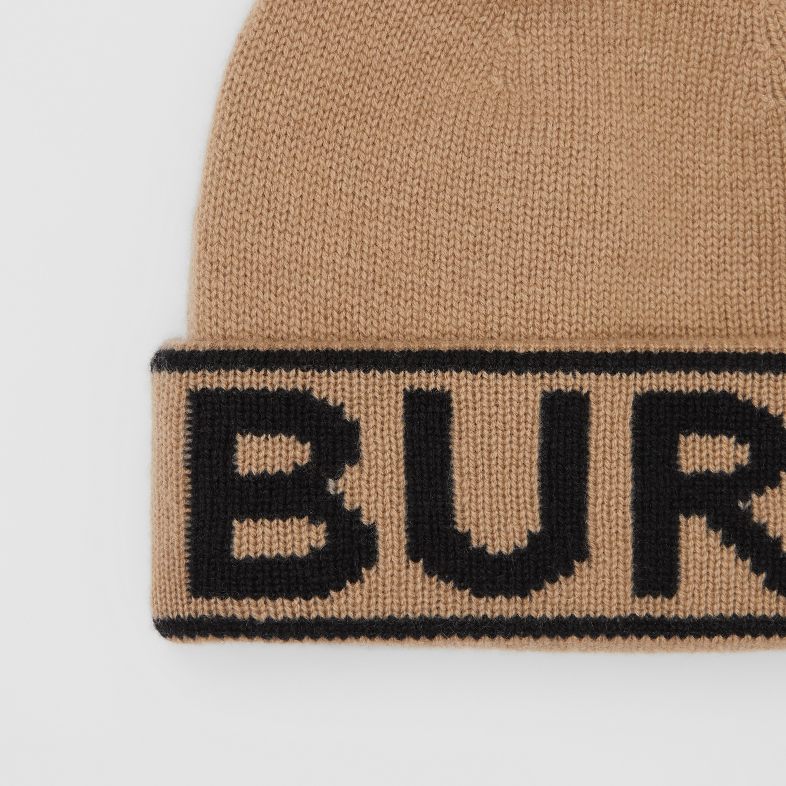 Logo Intarsia Cashmere Beanie in Archive Beige | Burberry® Official