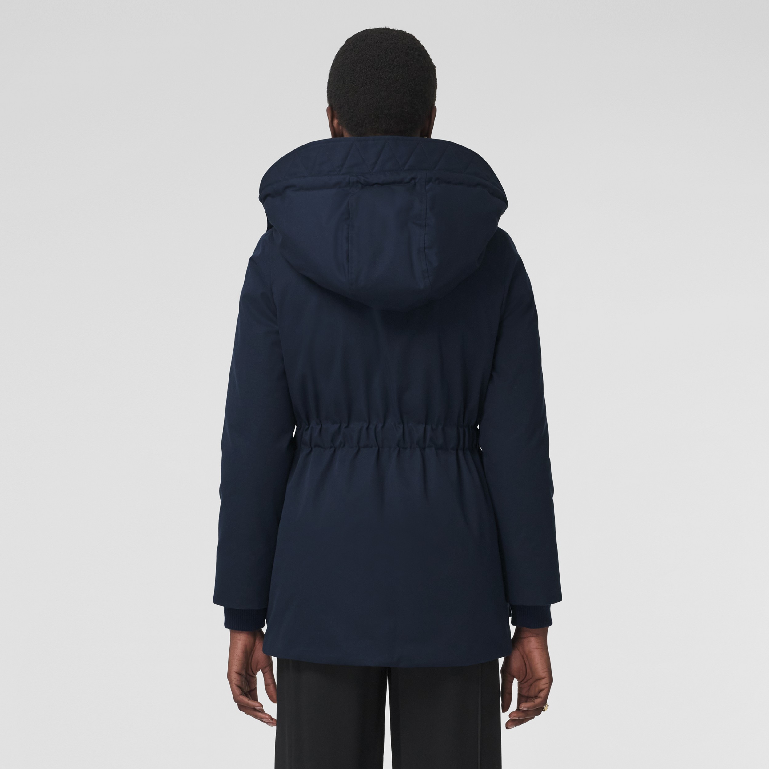 Detachable Hood Cotton Gabardine Coat in Midnight Blue - Women | Burberry® Official - 3