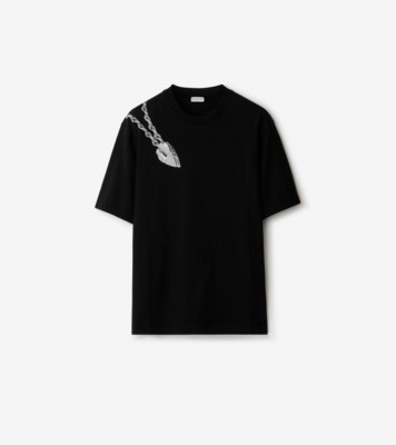 Shield Hardware Cotton T-shirt in Black - Men | Burberry® Official