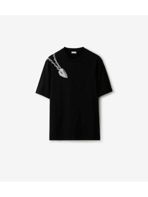 Shop Burberry Shield Hardware Cotton T-shirt In Black