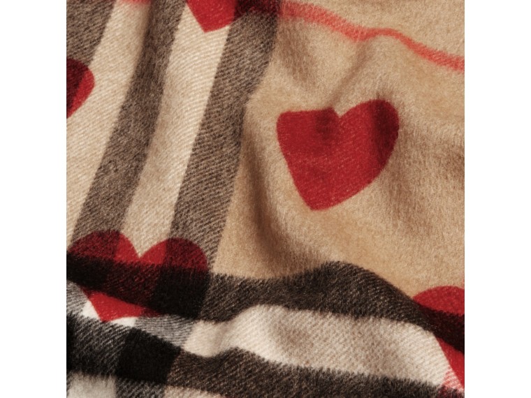 The Classic Cashmere Scarf in Check and Hearts in Parade Red | Burberry