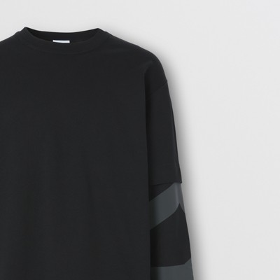 Long-sleeve Logo Print Cotton Top in Black - Men | Burberry® Official